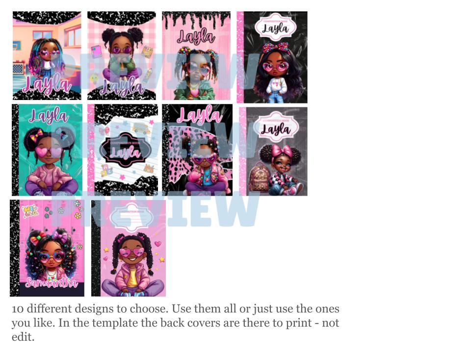 cute african american girl notebook covers