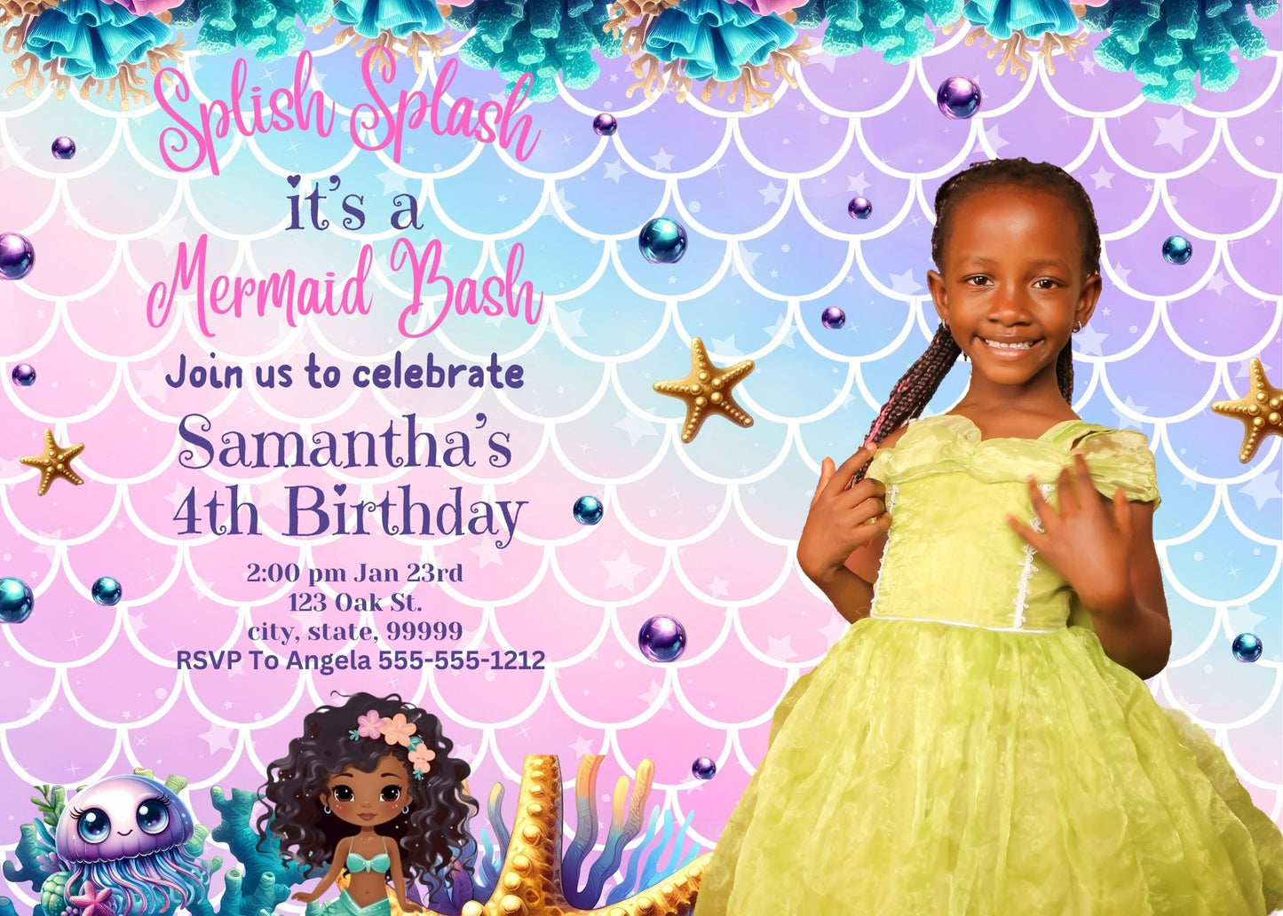 black mermaid birthday invitations printable free