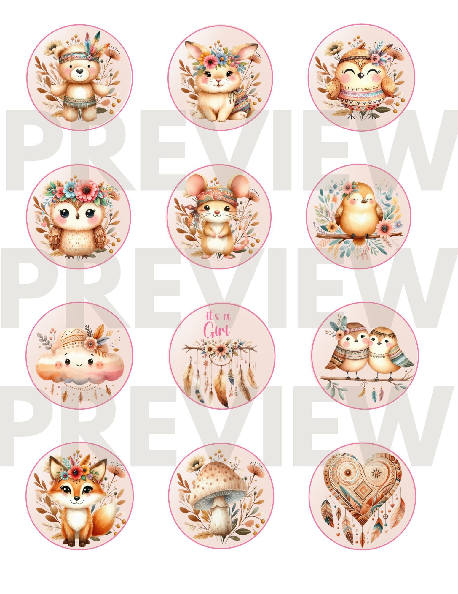 boho baby shower favors sticker