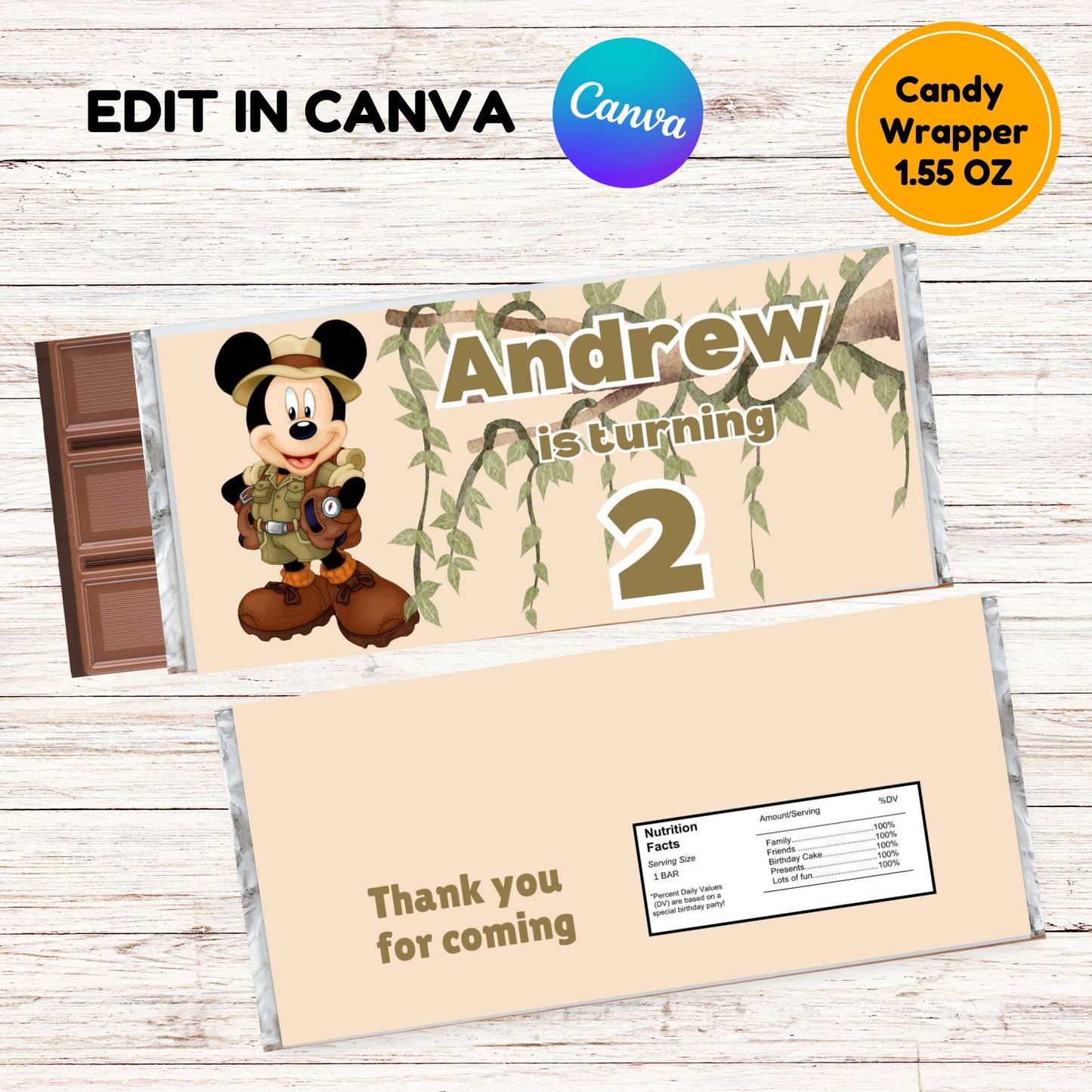 mickey mouse candy bar wrapper template