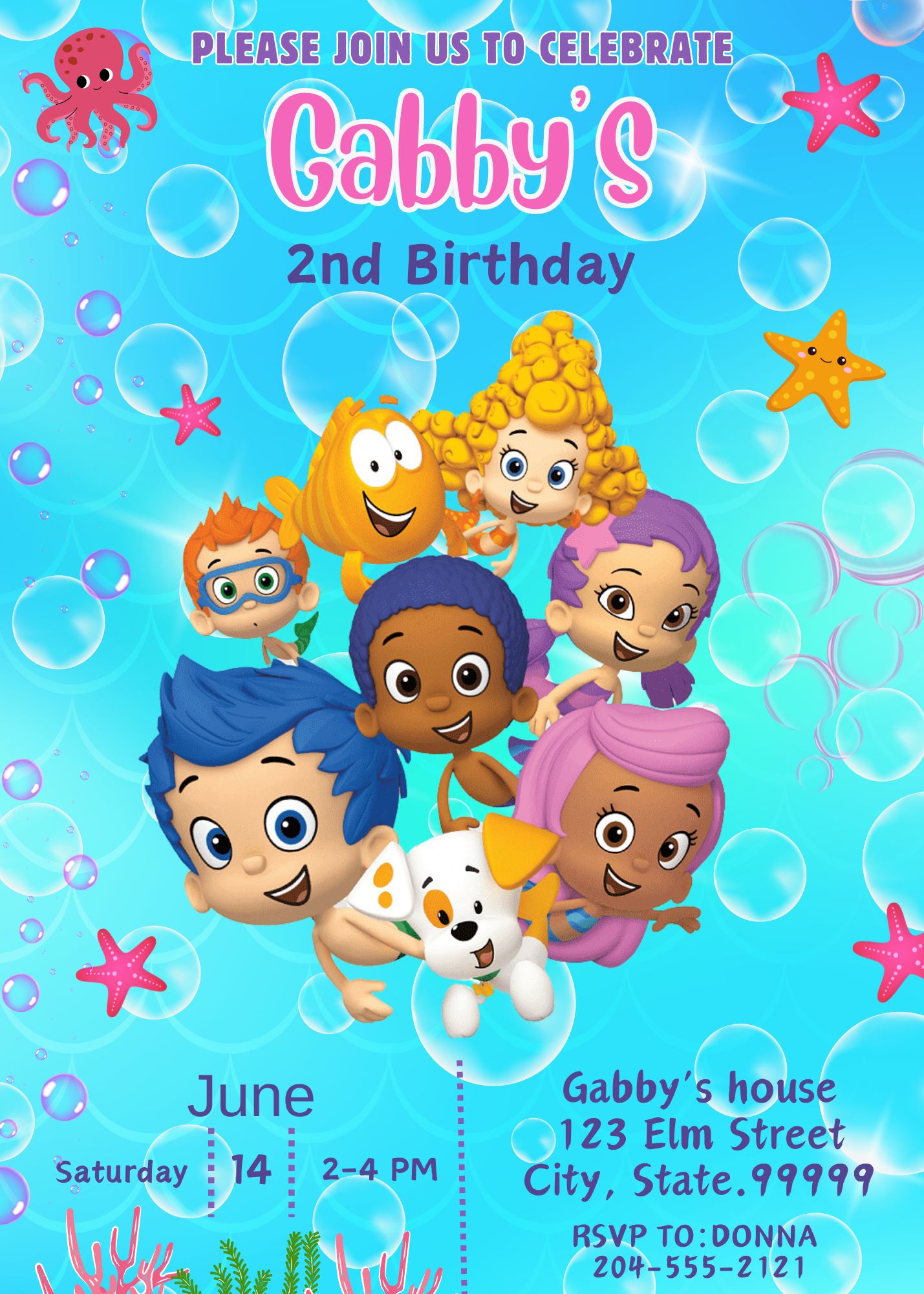 bubble guppies birthday invitation