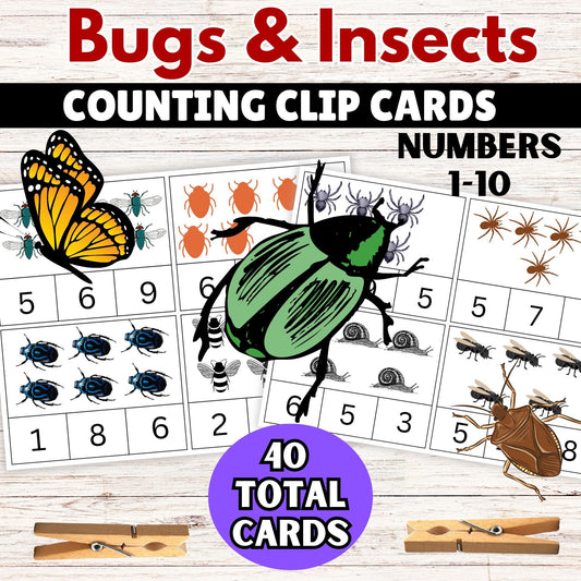 Bug and Insects Toddler Counting Clip Cards - Printable Bug and Insect Activities