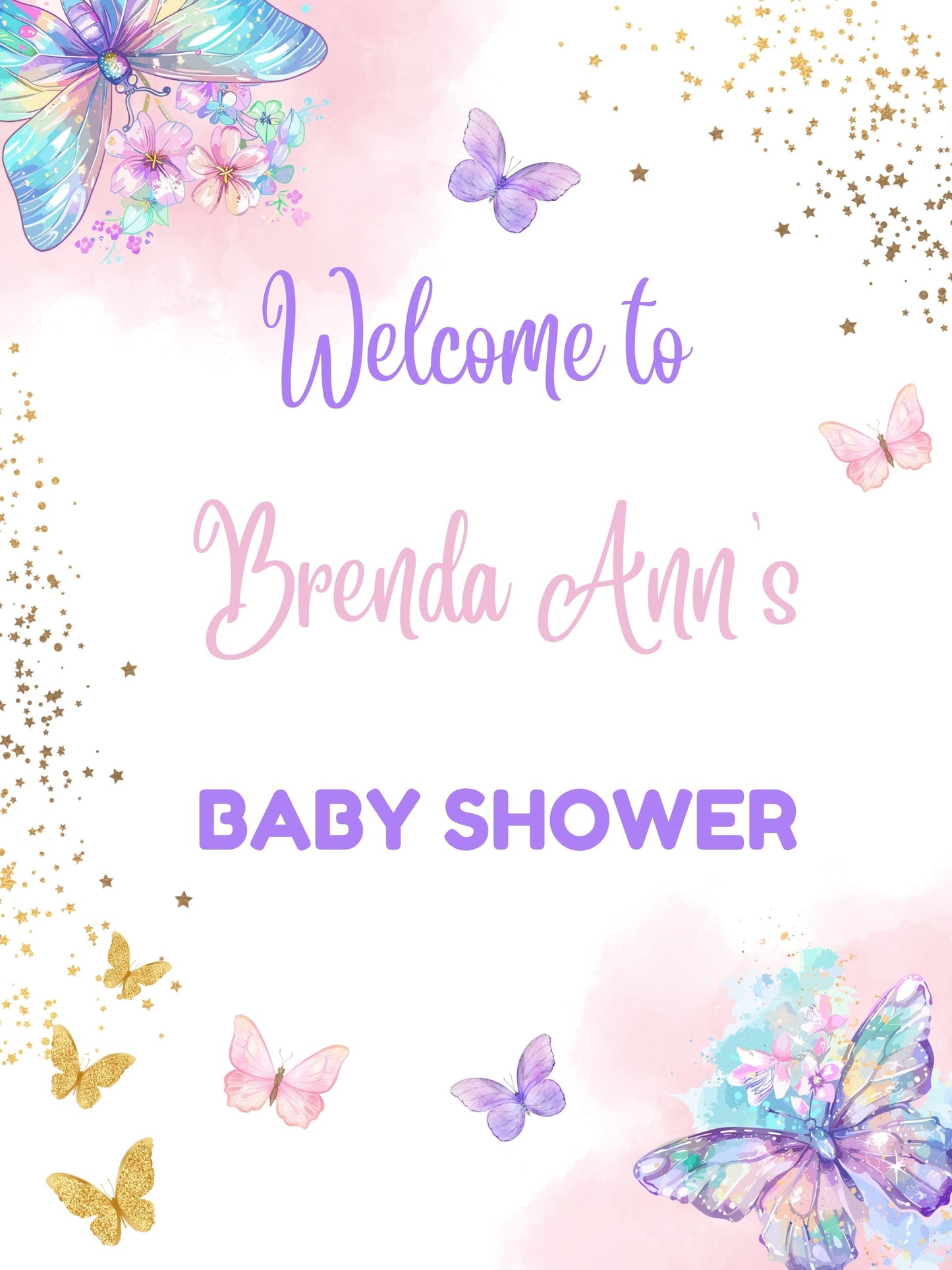 butterfly baby shower sign template
