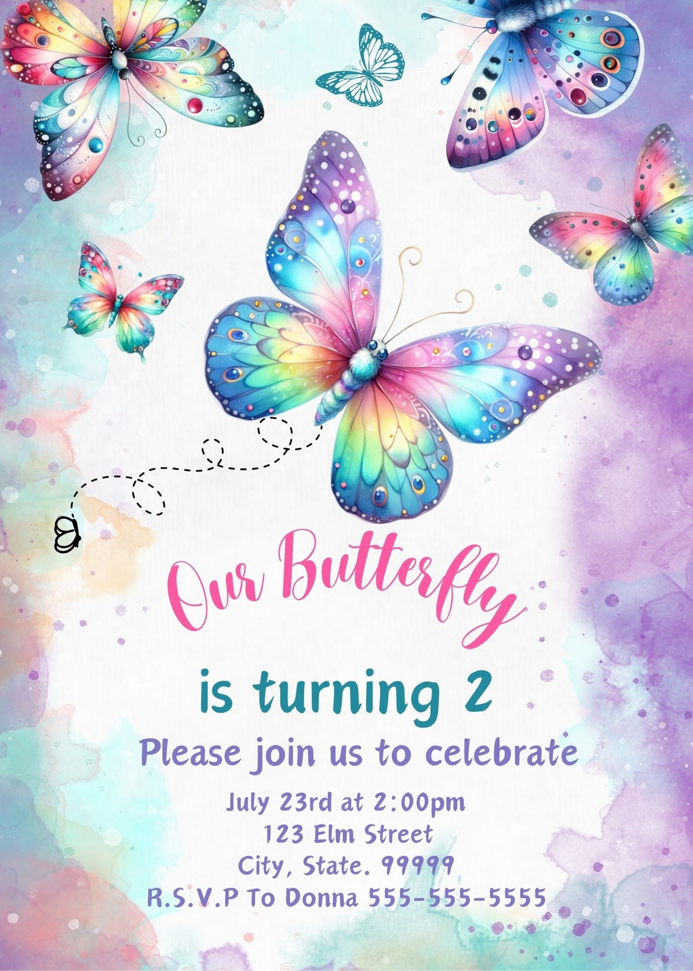 butterfly birthday invite