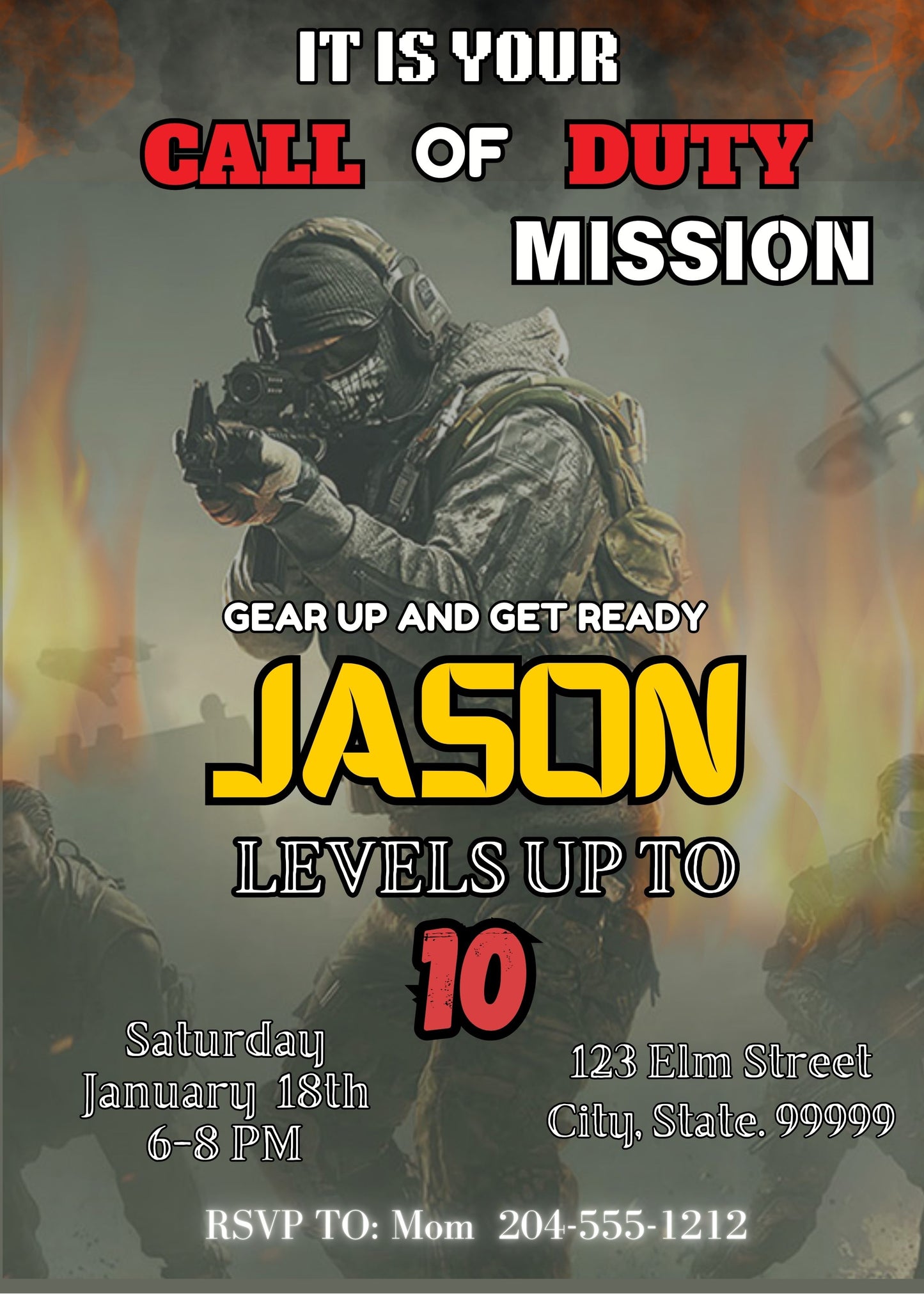 boy call of duty gamer birthday invite