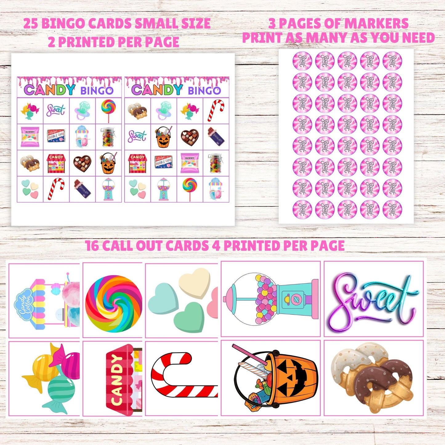 Candy Bingo - Printable Candy Bingo Game - Instant Download