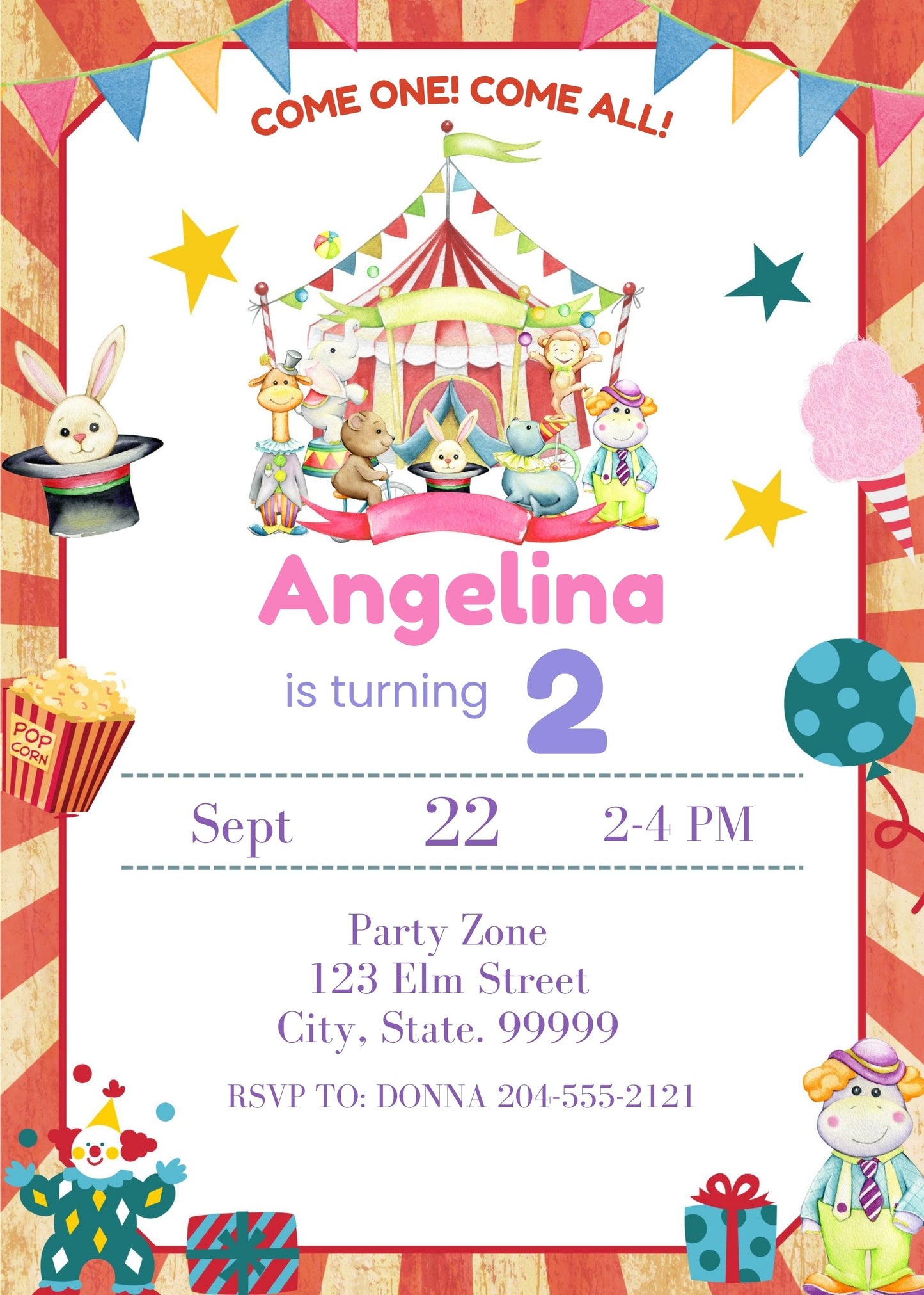 circus birthday invitation template