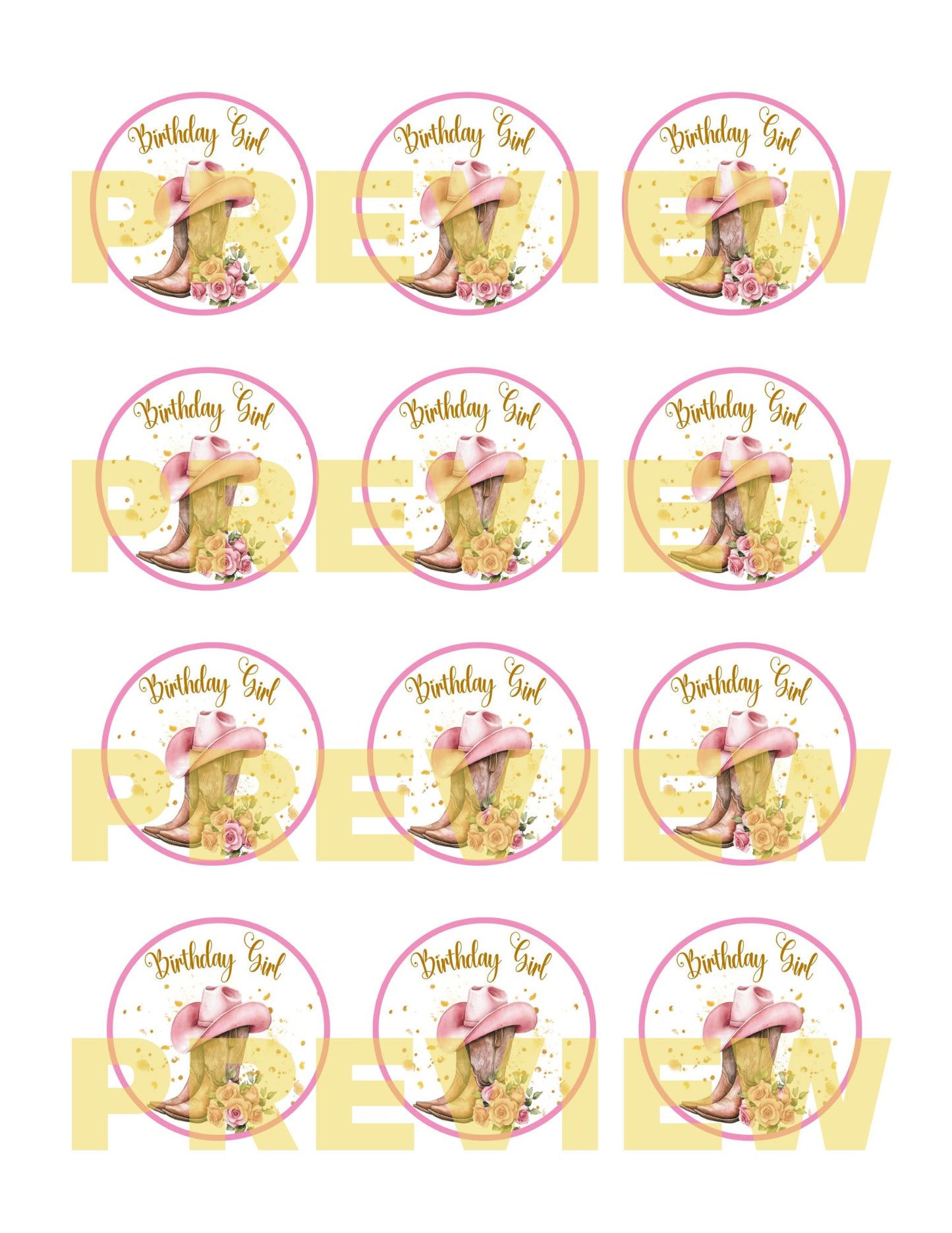 birthday cowgirl cupcake toppers printable