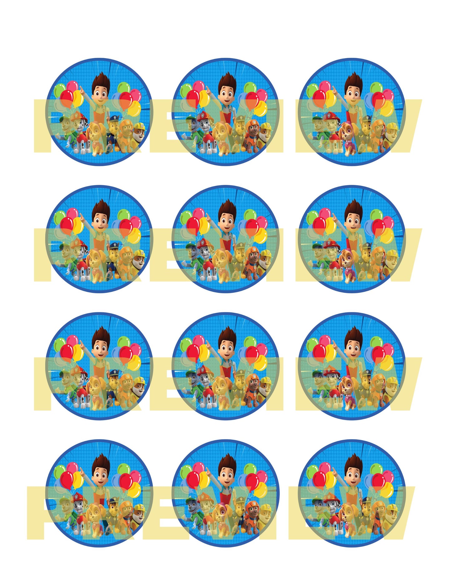 paw patrol printable cupcake topper