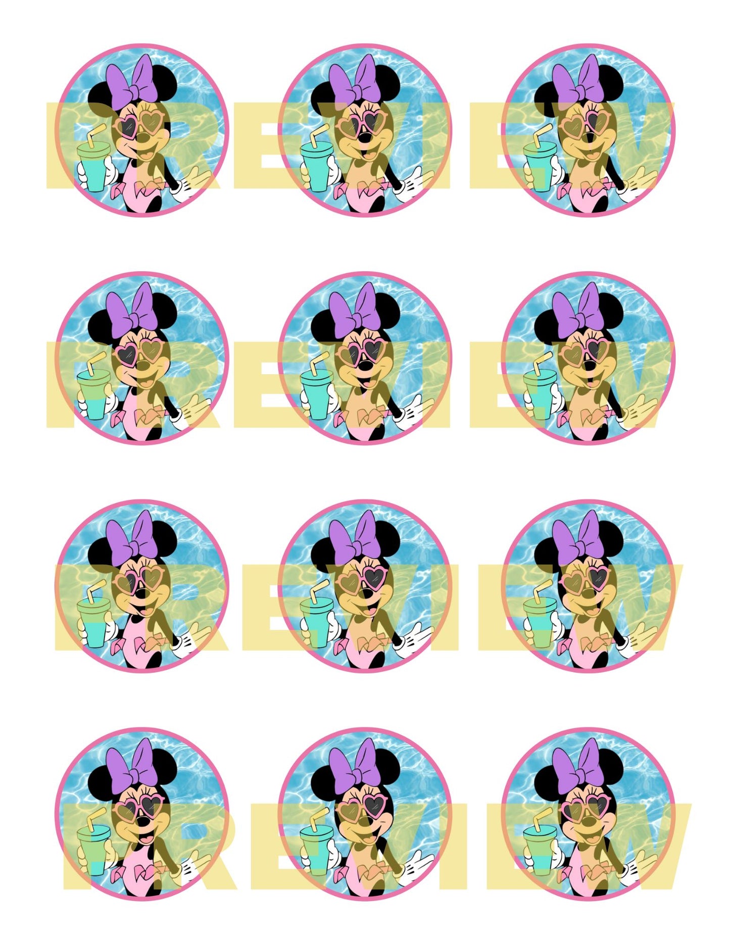 cute minnie mouse pool party cupcakes