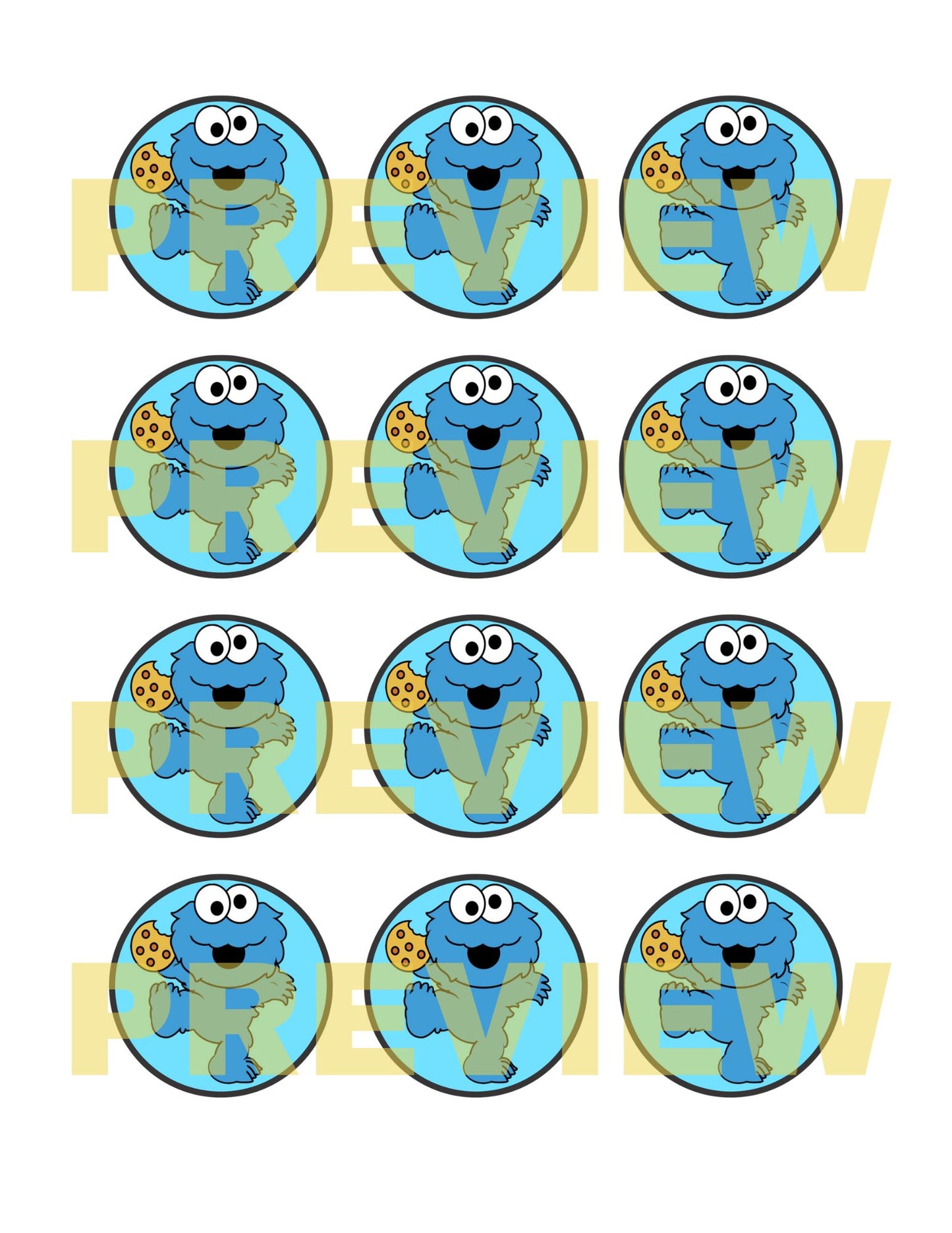 printable cookie monster cupcake toppers