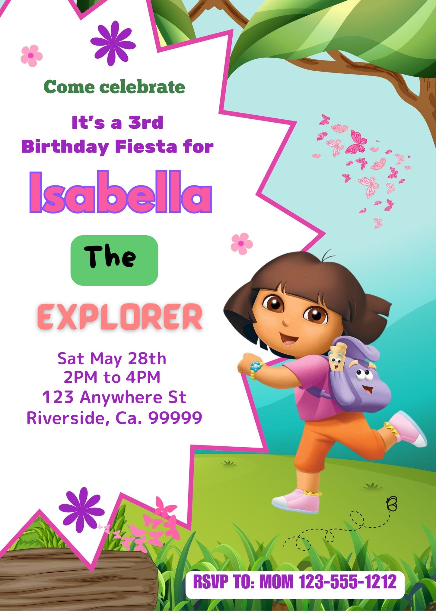 dora the explorer birthday party invite
