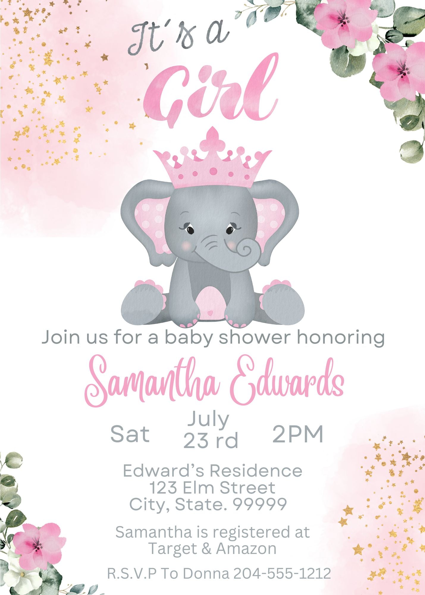 elephant baby shower invitations
