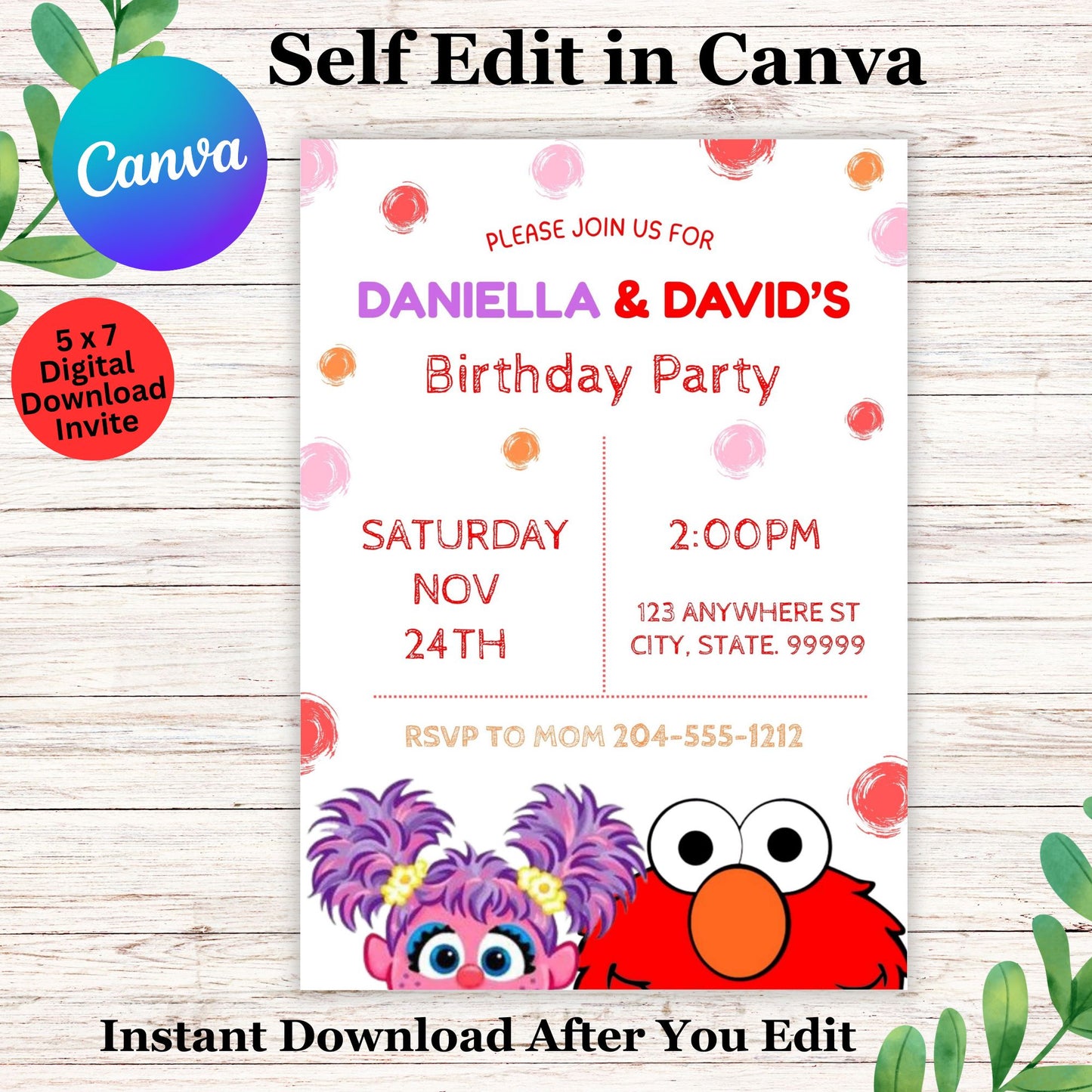 Elmo and Abby Birthday Invitation Template - Abby Cadabby & Elmo Invitation Template