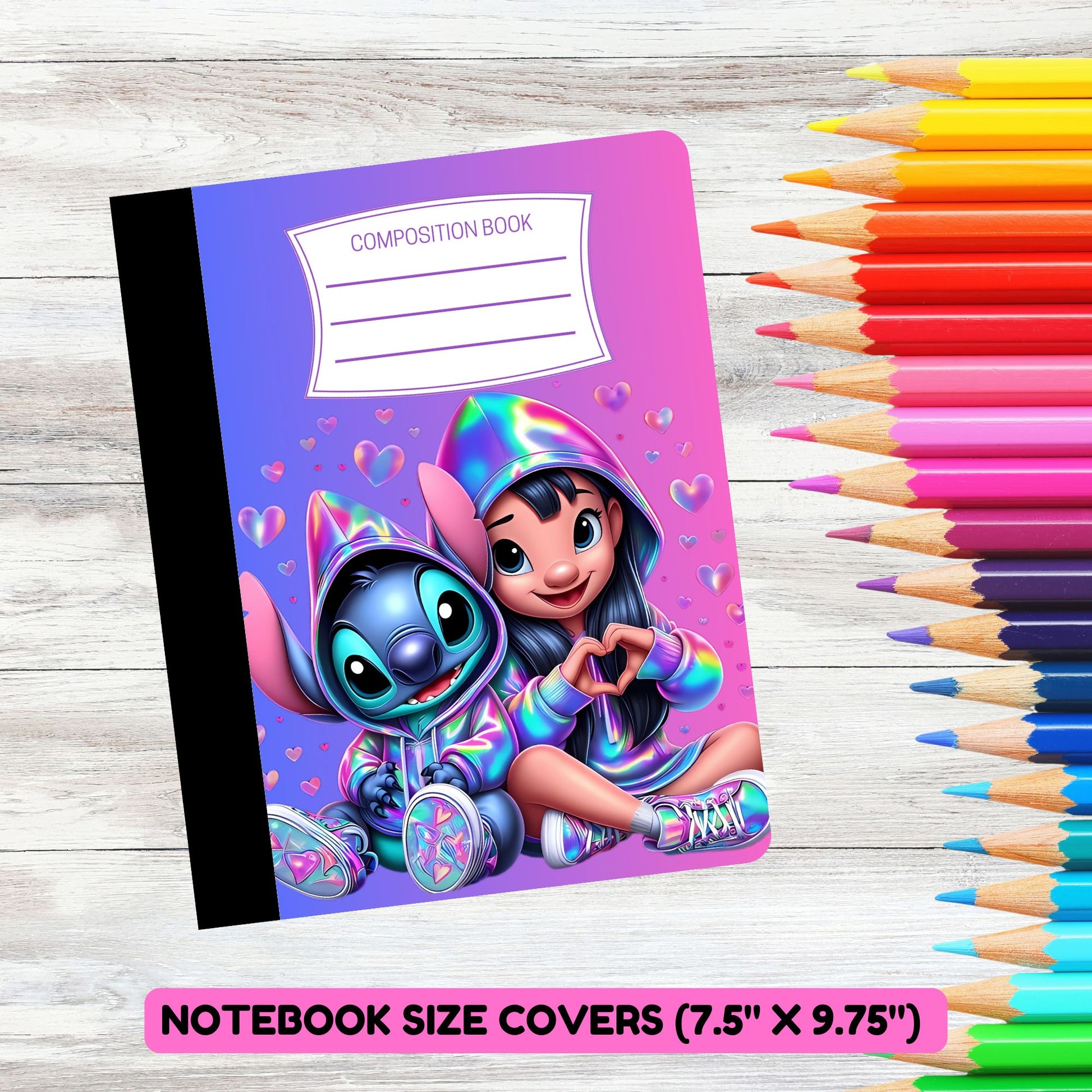 Lilo and Stitch Design Composition Notebook Cover Printable Digital Download