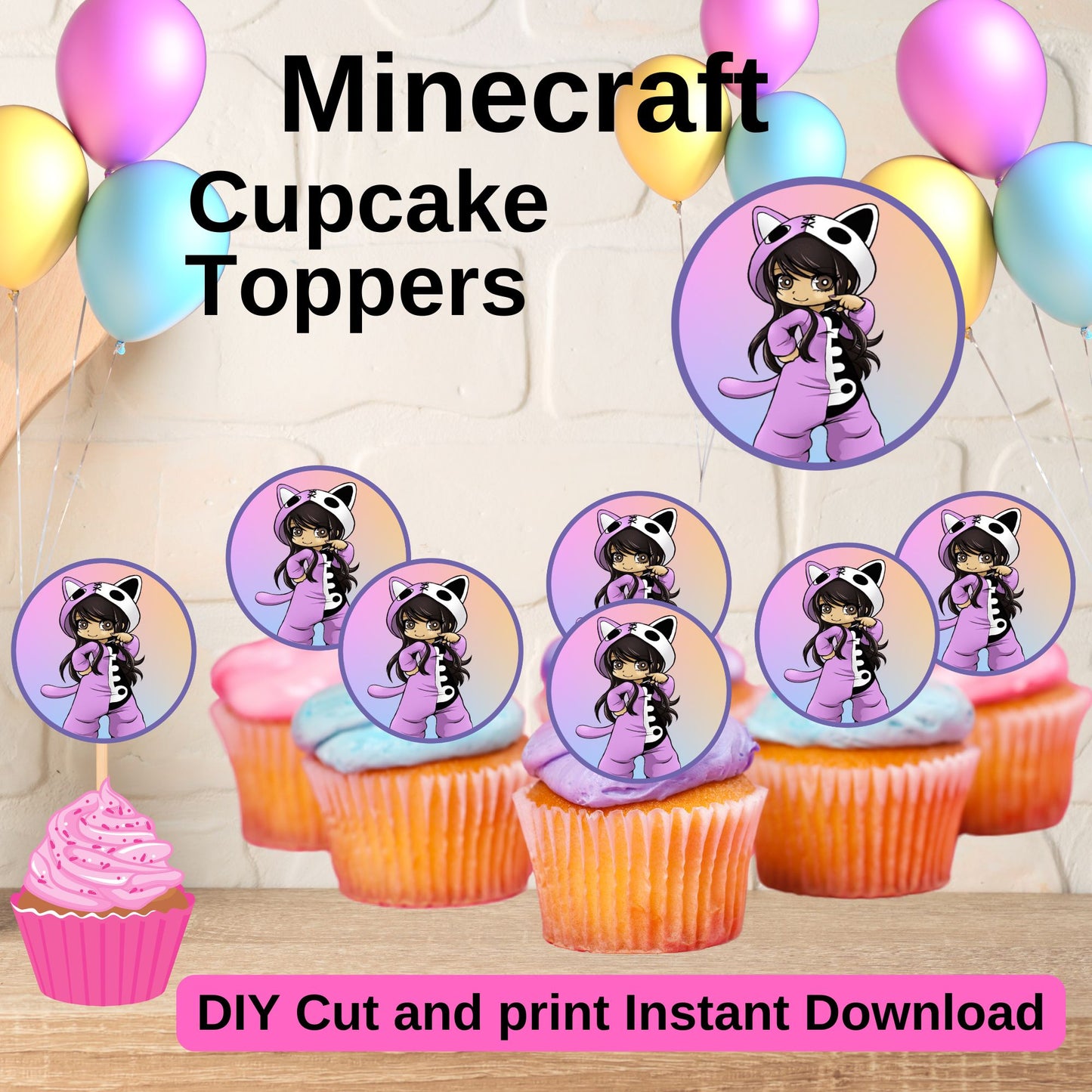 Aphmau Minecraft Cupcake Toppers - Printable Aphmau Cupcake Topper Ideas