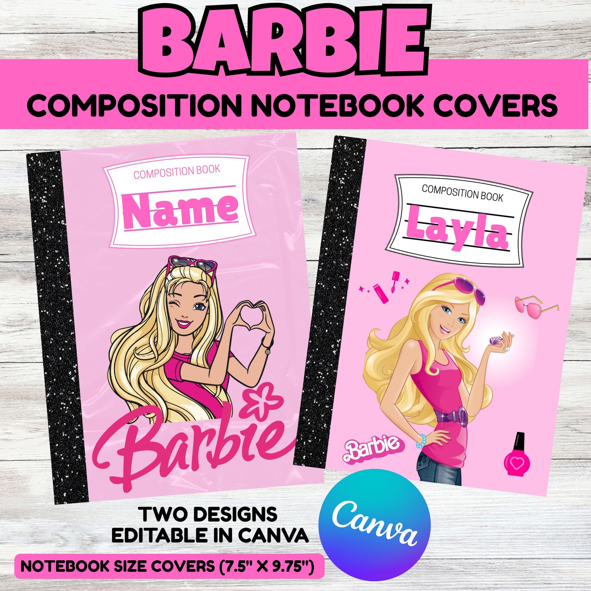 Barbie Personalized Composition Notebook Cover - Barbie School Notebook Cover