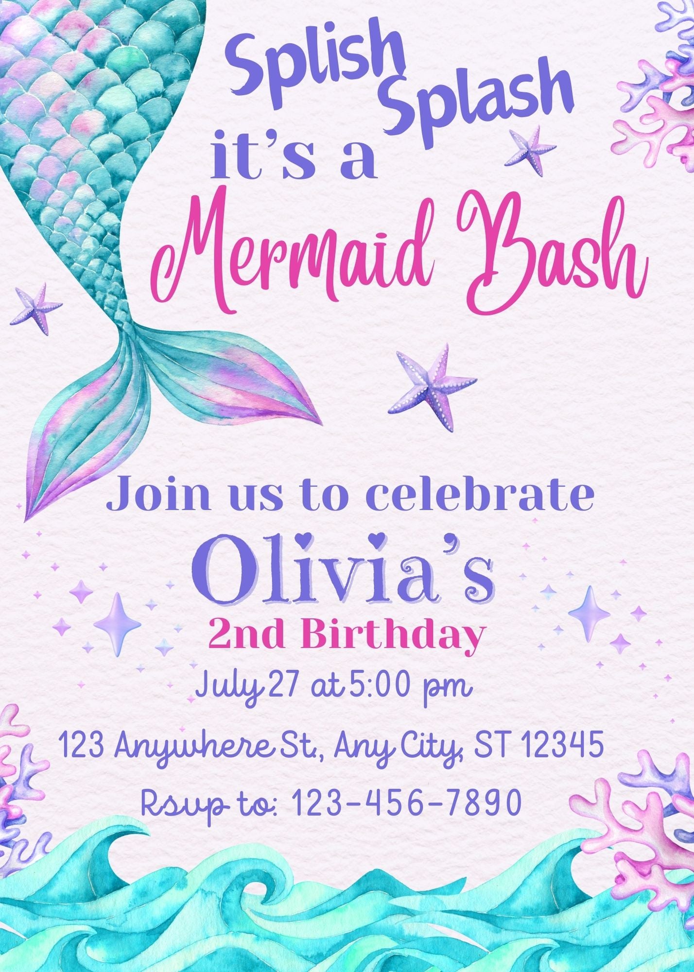 mermaid tail invitation