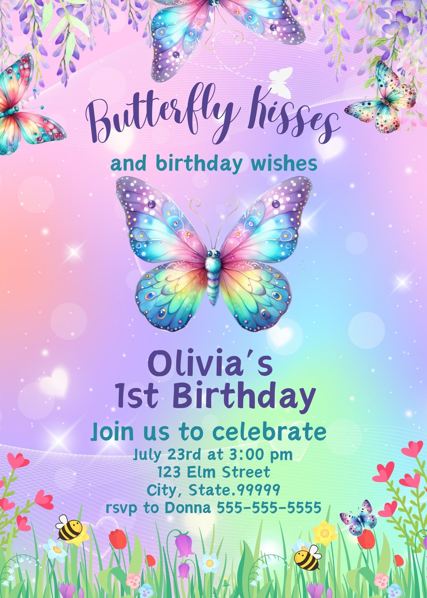 butterfly invitations 1st birthday