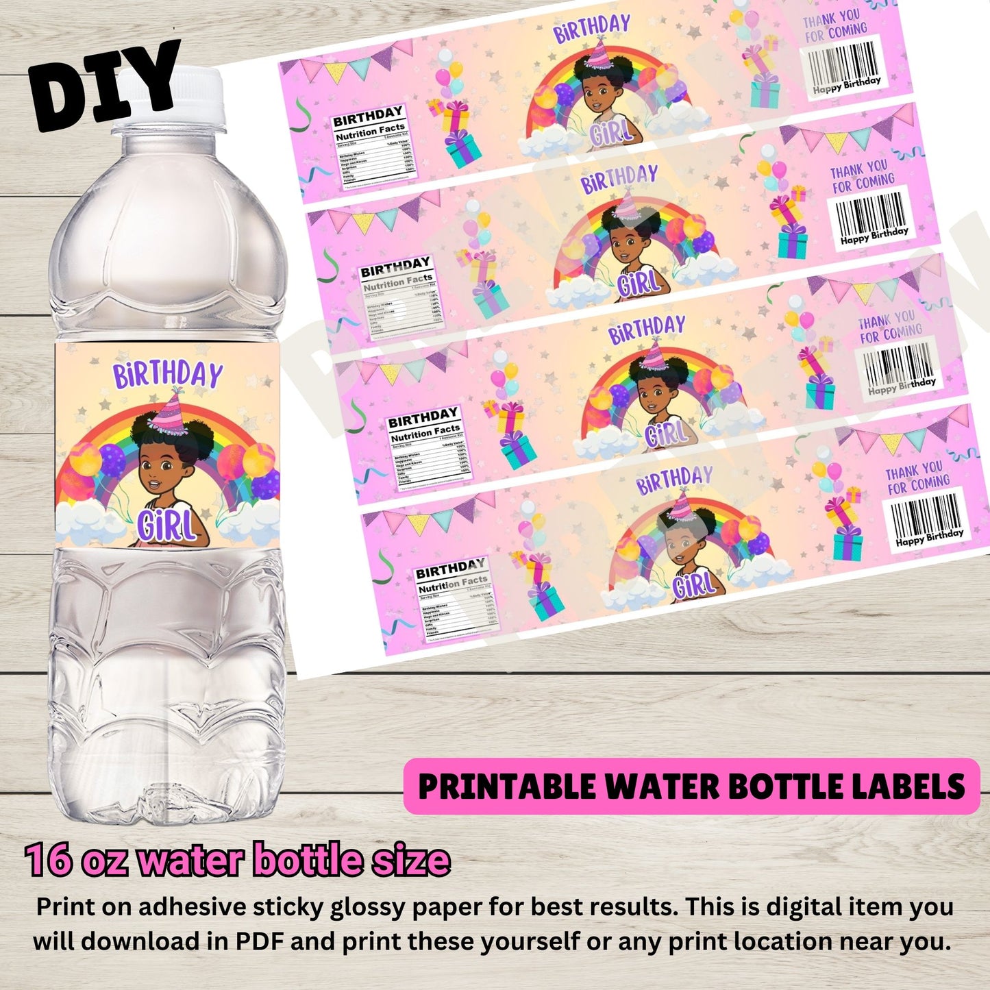 Gracie's corner water bottle labels