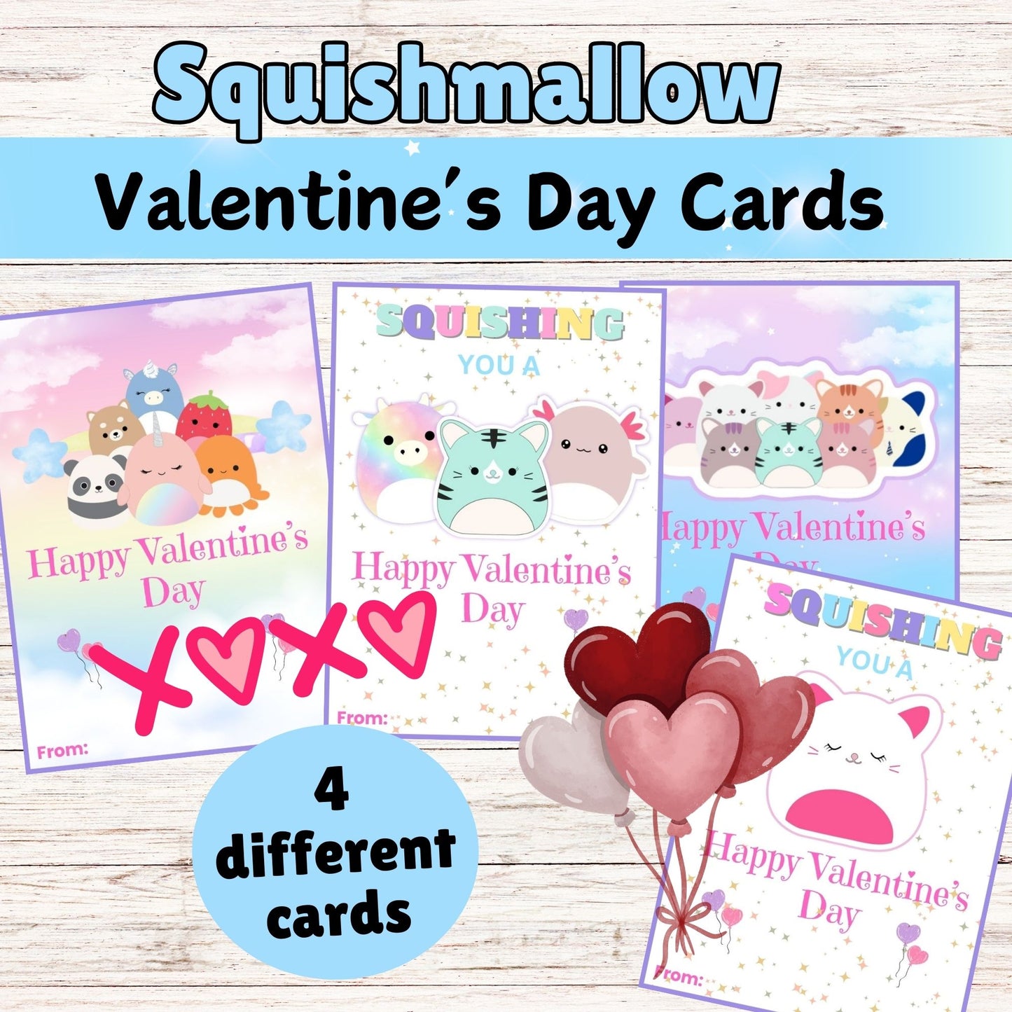 Squishmallow Valentine's Day Cards Printable - Cute Squishmallow Valentine Card