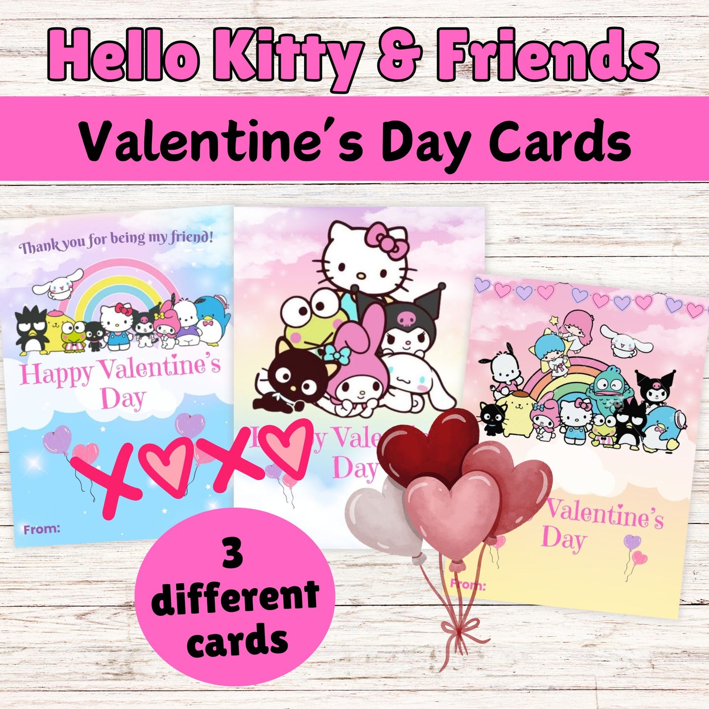 Hello Kitty and Friends Valentine's Day Cards Printable