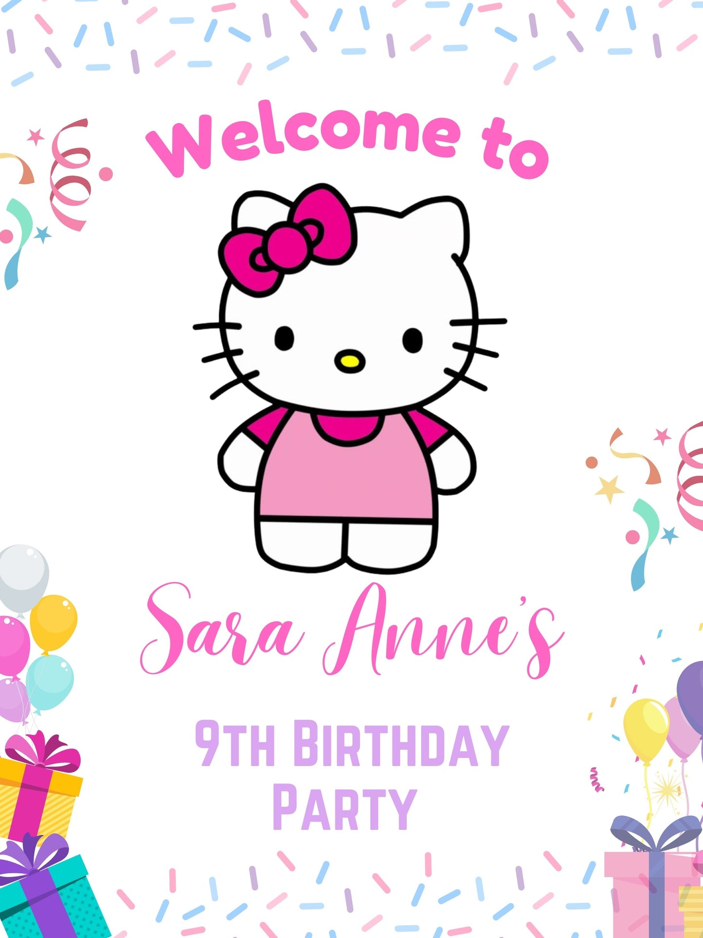 hello kitty cute birthday sign
