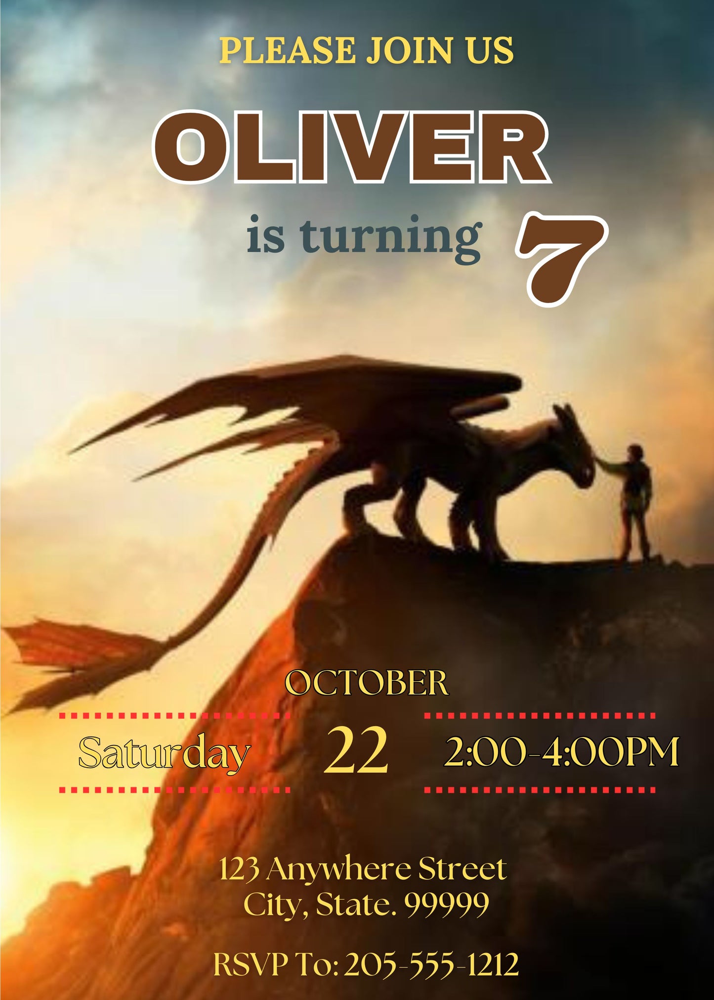train your dragon birthday invitation template