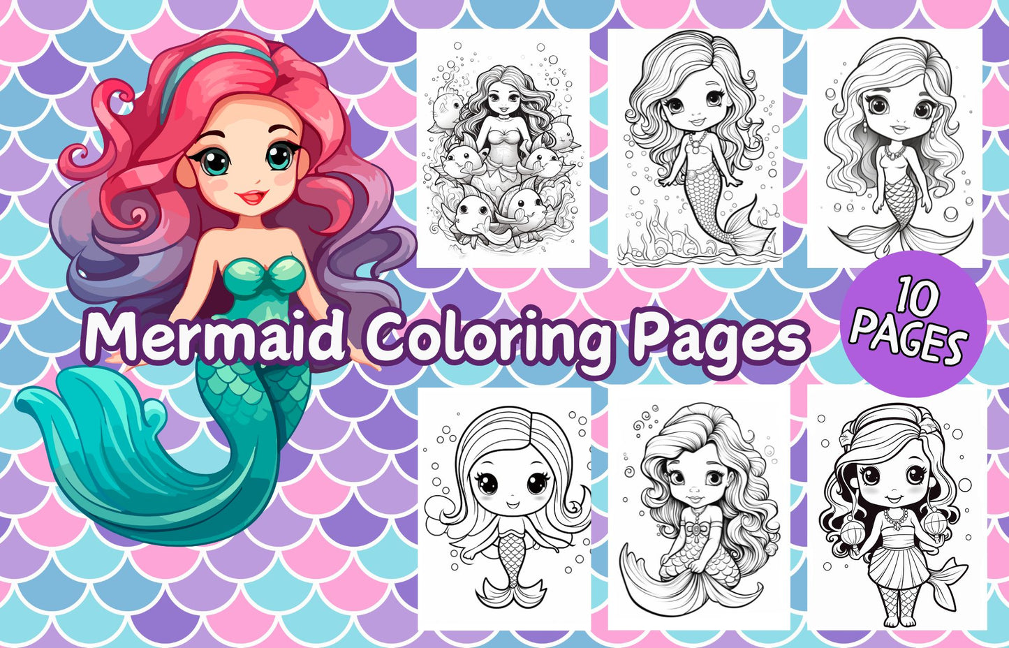 Adorable Mermaid Coloring Pages for Girls