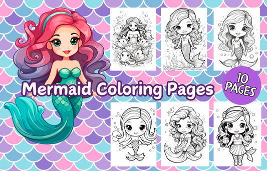 Adorable Mermaid Coloring Pages for Girls  