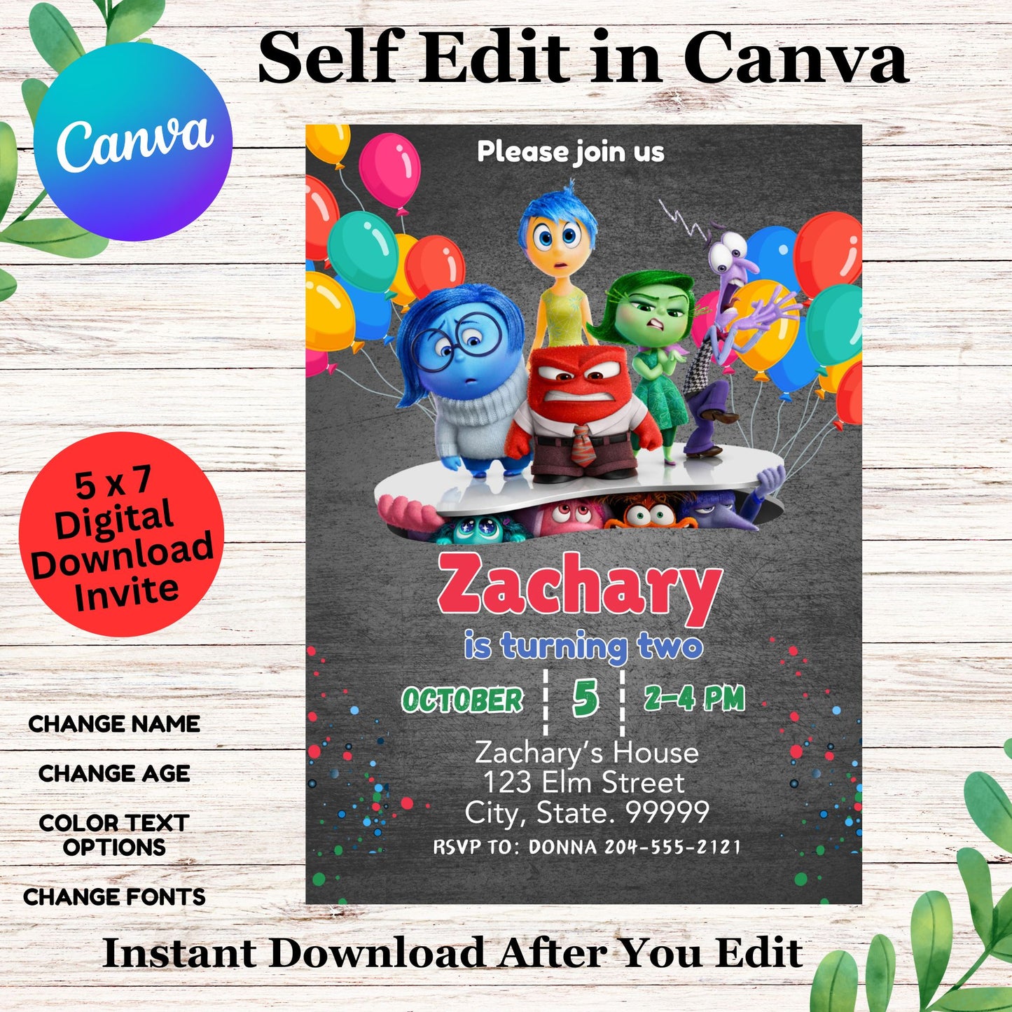 Inside Out Birthday Invitation Template - Inside Out Party - Printable Invitation
