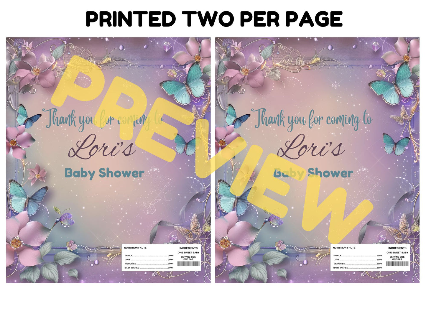 pink purple butterflies, baby in bloom,