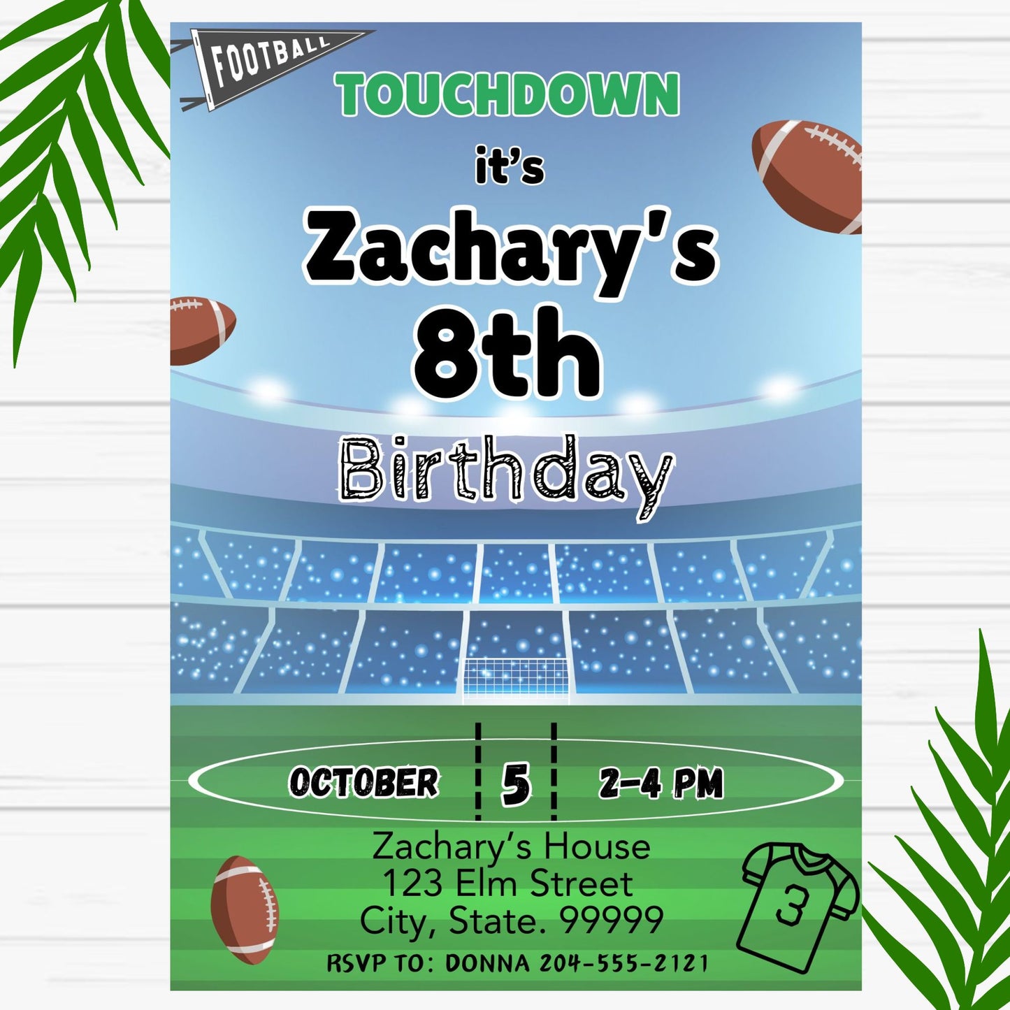 Football Birthday Invitation for Kids- Football Invite Printable