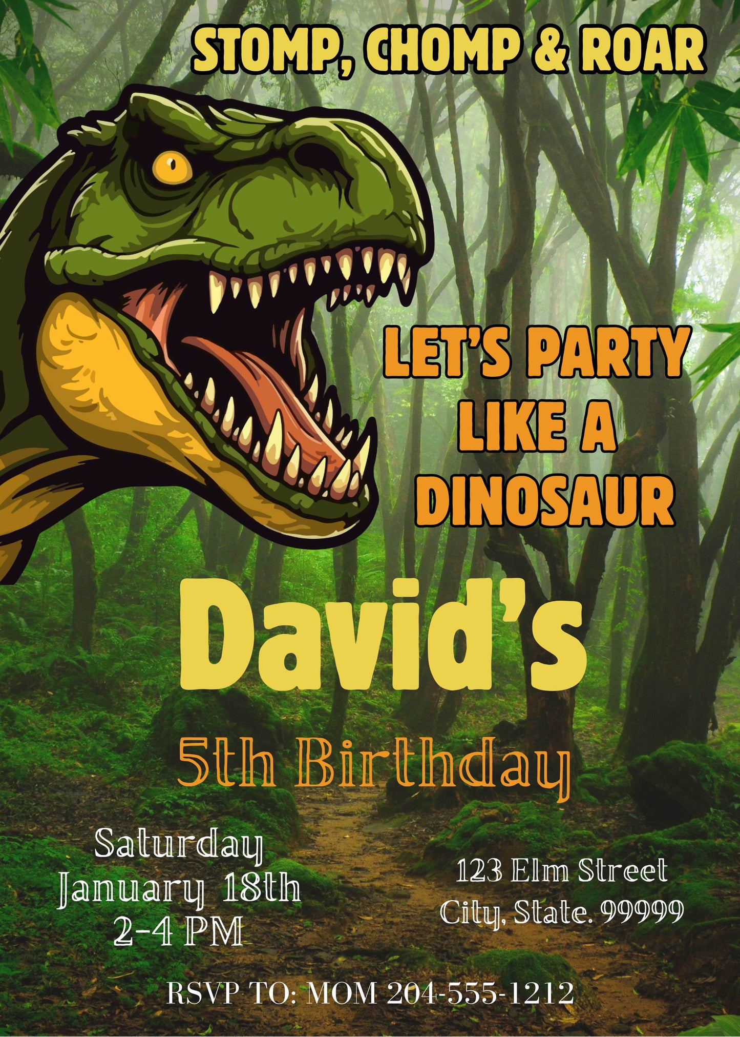 dinosaur birthday invitation template