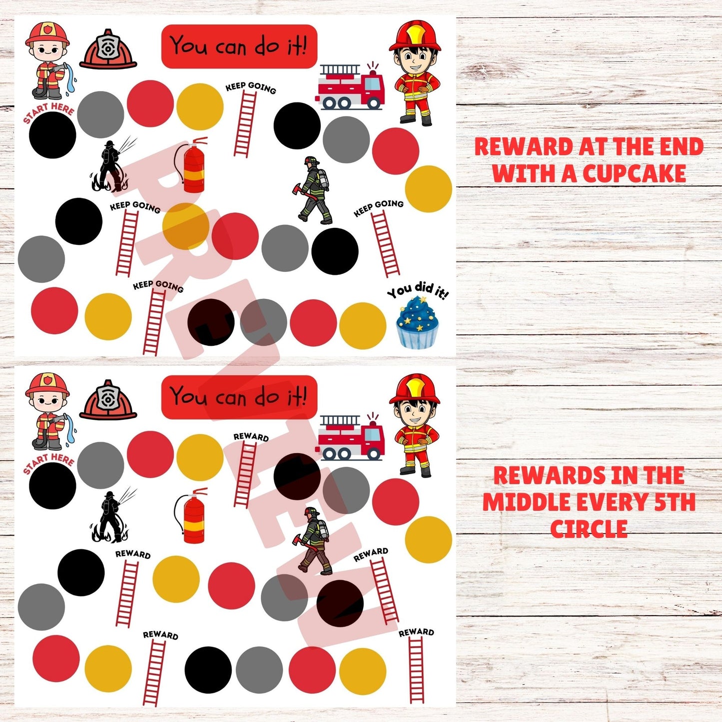 kids fire fighter potty training chart