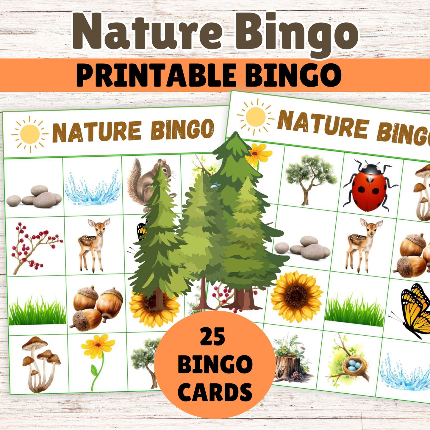 Nature Bingo - Kids Printable Nature Bingo Game - Instant Download