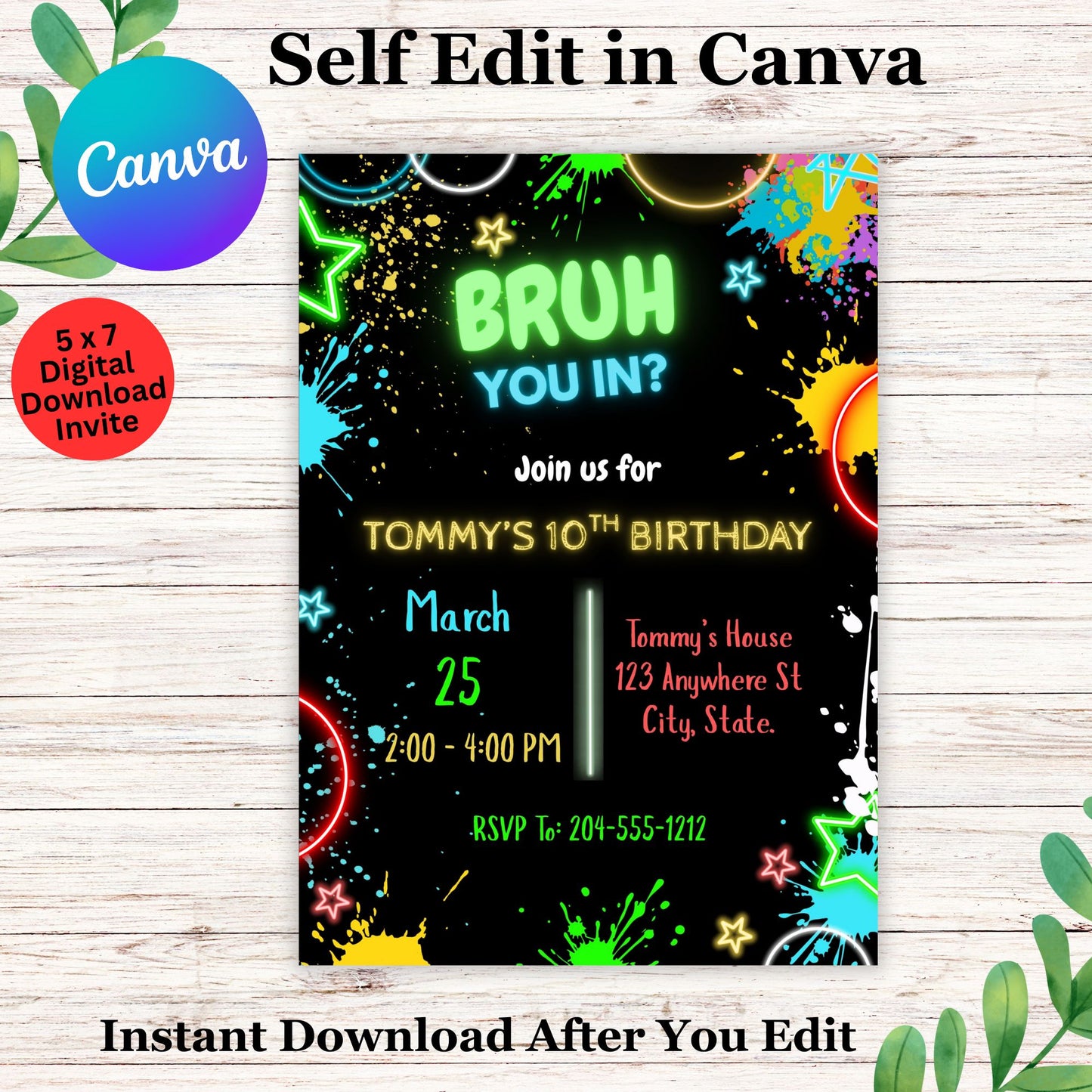 Bruh you in Birthday Invitation Template - Editable Bruh Boys Birthday Invite Template in Canva