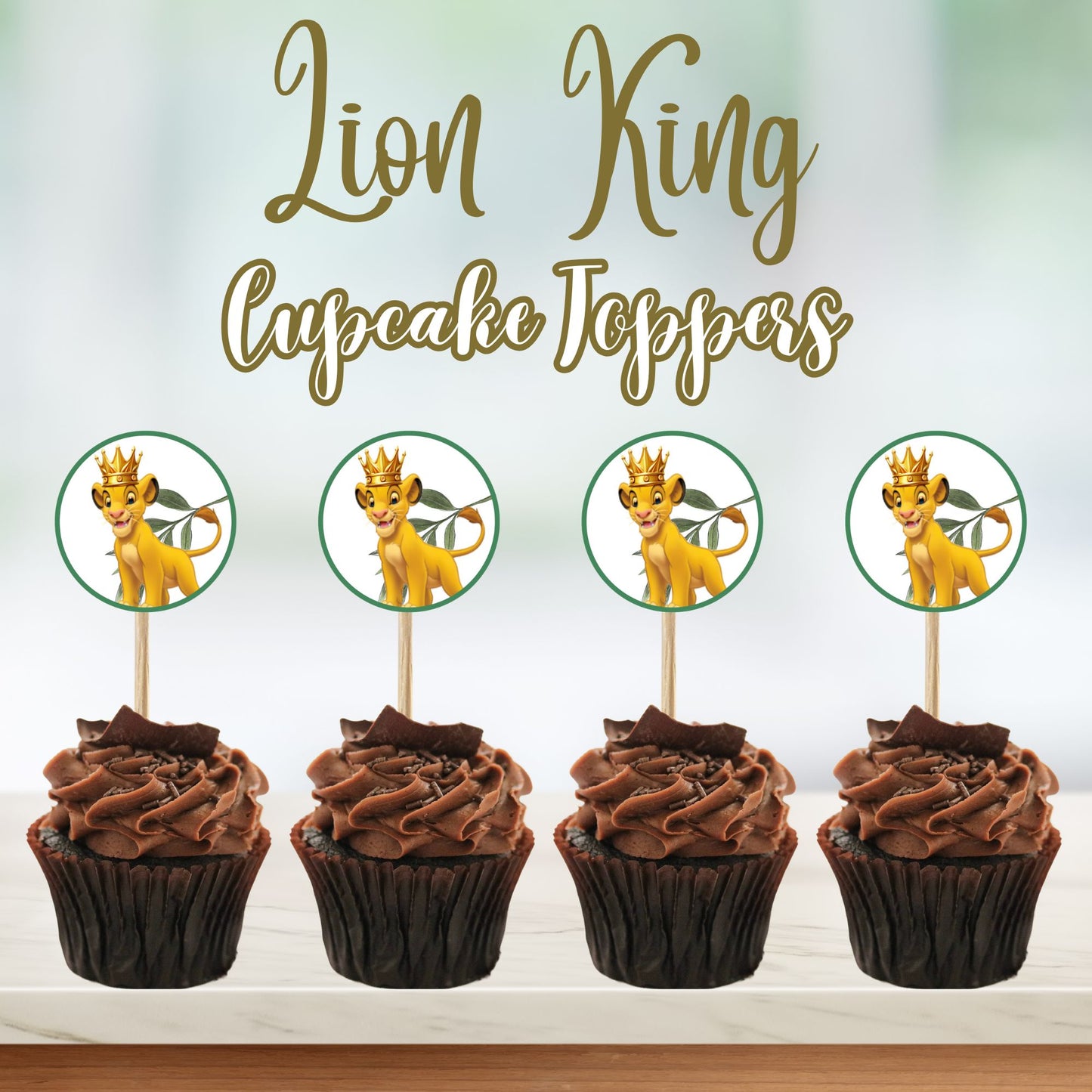 Baby Shower Lion King Cupcake Toppers- Printable Lion King Baby Shower Cupcakes