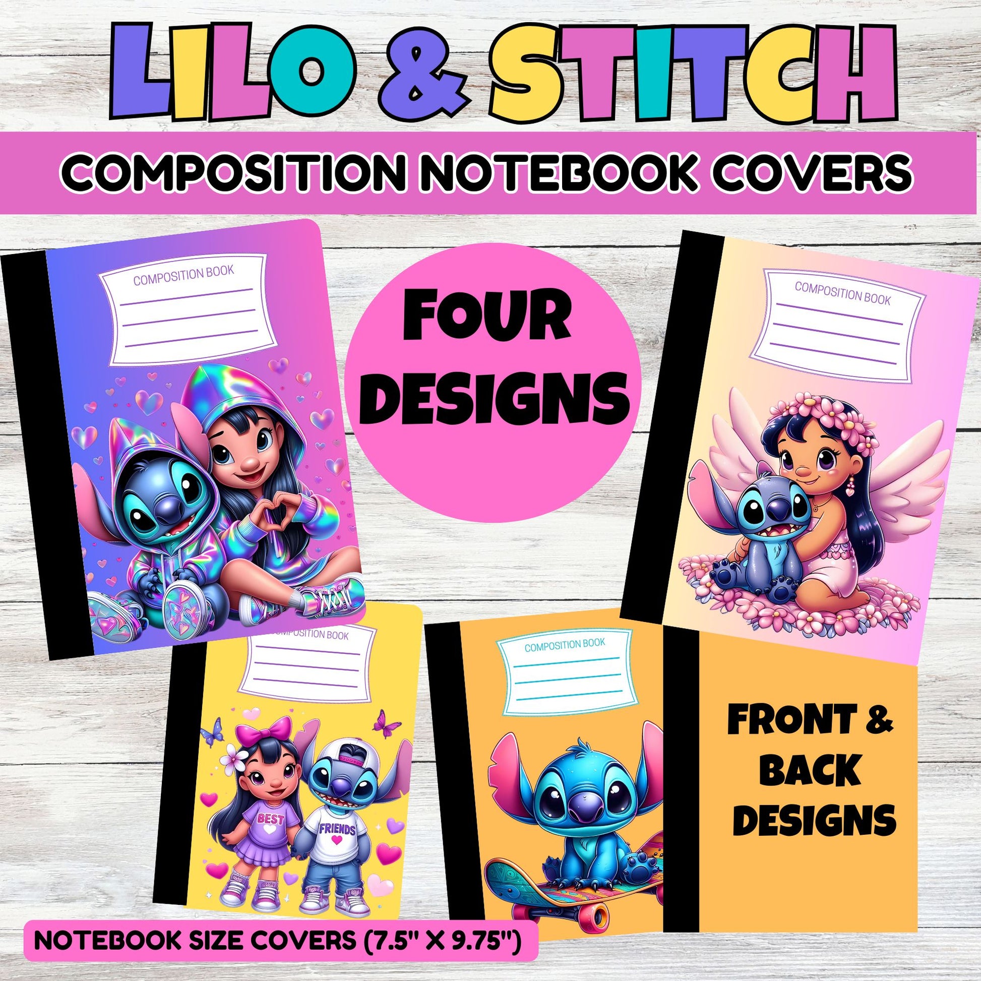 Lilo and Stitch Composition Notebook Covers - Printable Lilo & Stitch School Notebook Labels