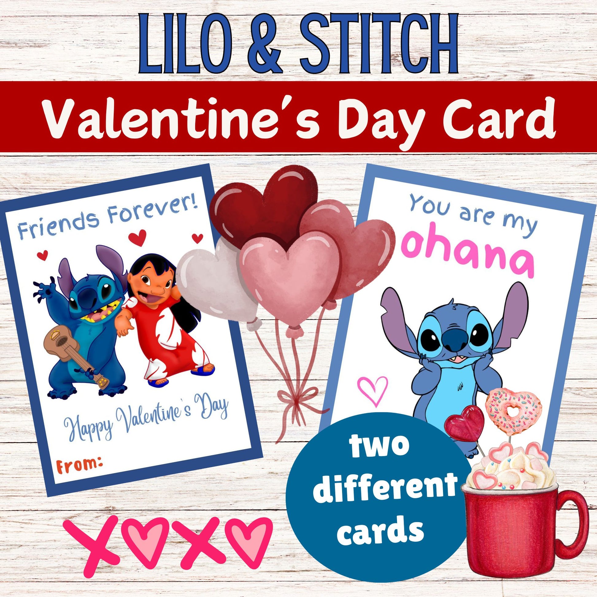 Lilo & Stitch Valentine's Day Cards for Kids - Printable Lilo and Stitch Valentine's Day Cards