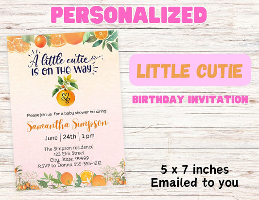 Little Cutie Baby Shower Invitations- Printable