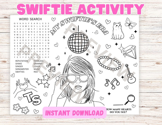 Taylor Swift Activity Sheet- Swiftie Birthday Activities