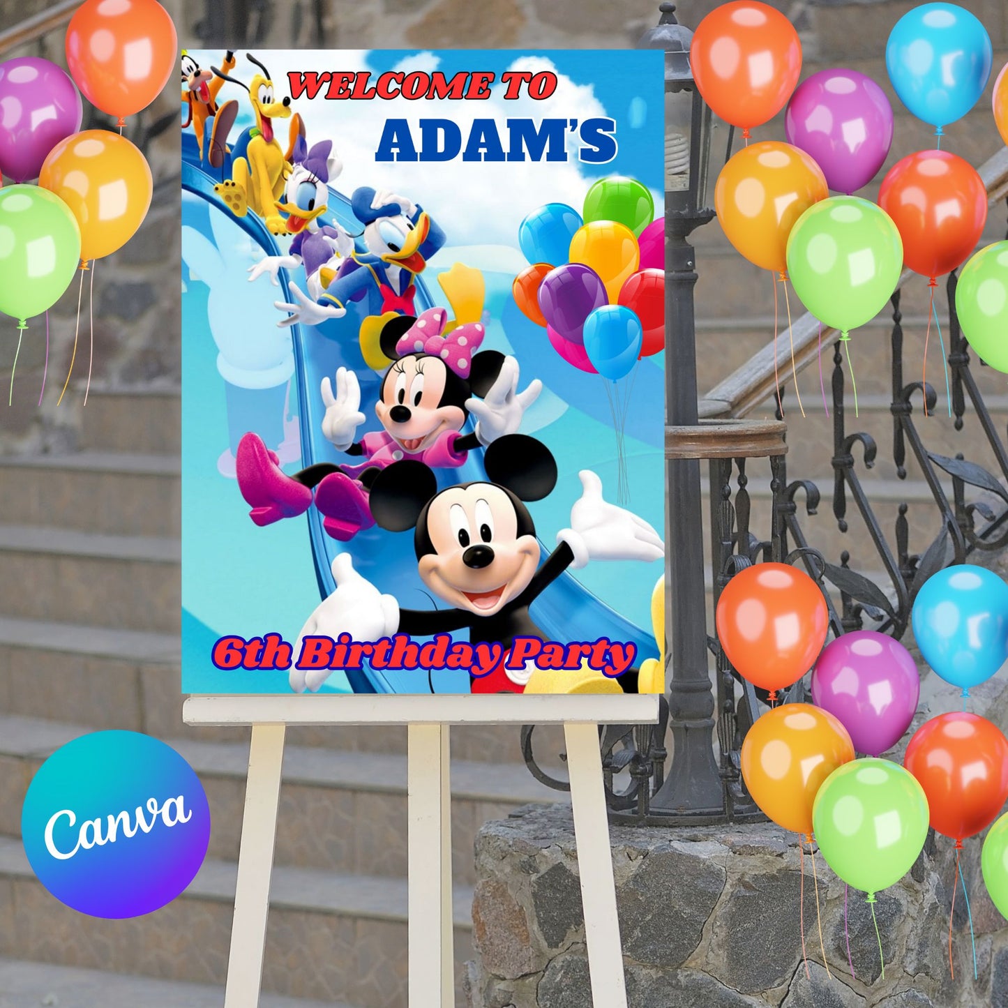 Mickey Mouse Club Birthday Welcome Poster - Editable Mickey Mouse Club Sign