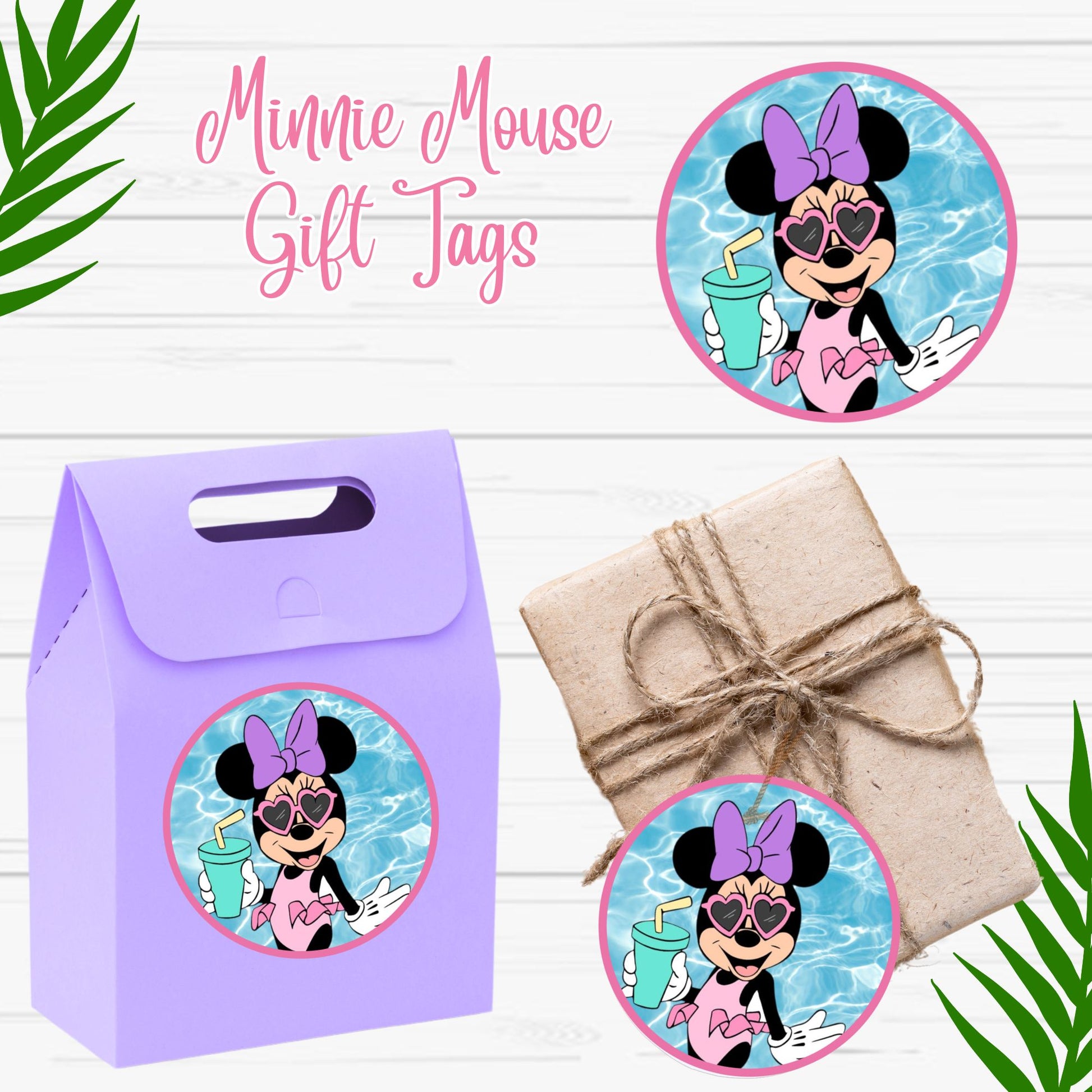 Minnie Mouse Birthday Gift Tags - Printable Minnie Mouse Sticker Labels