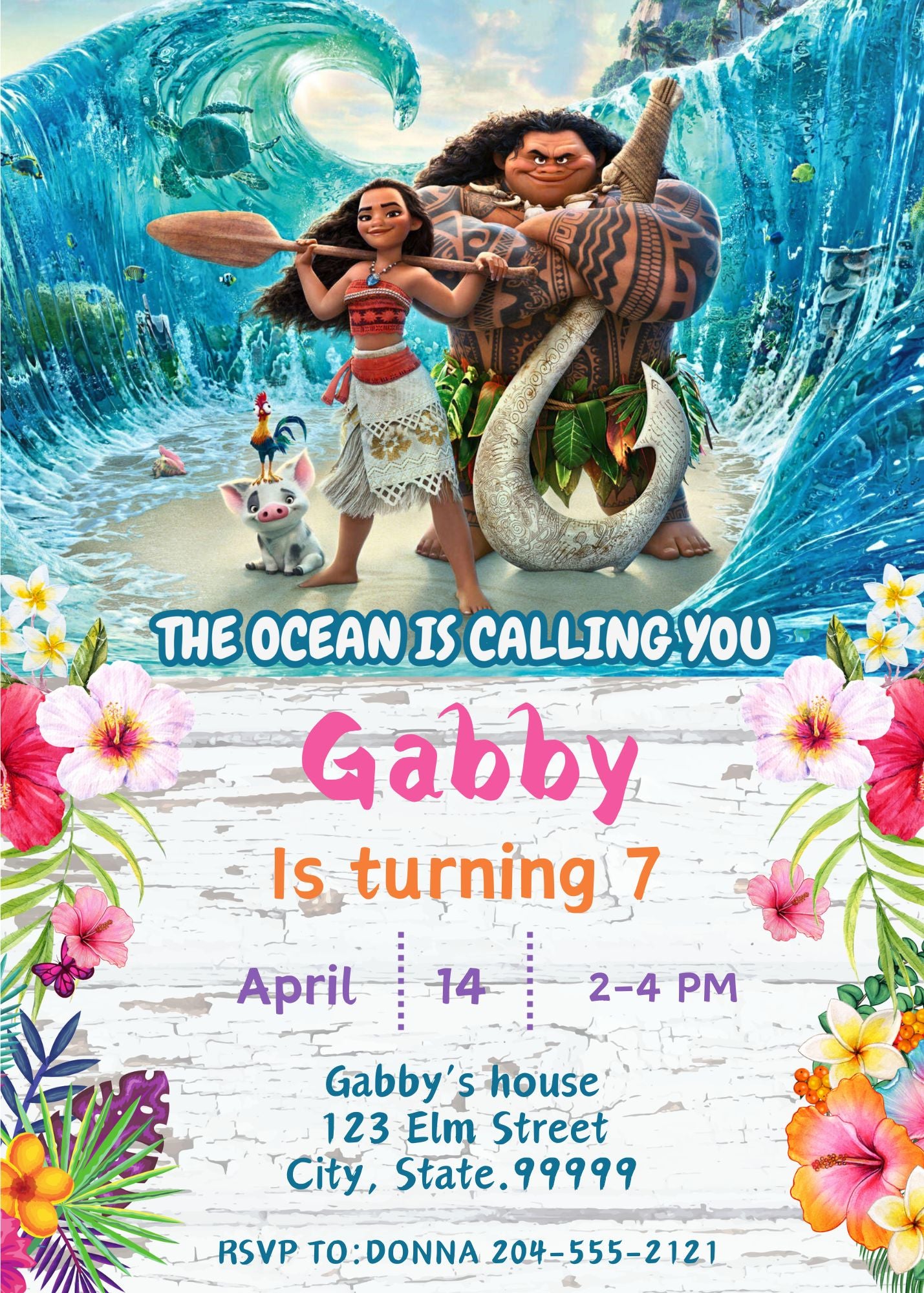 moana birthday invitation download template