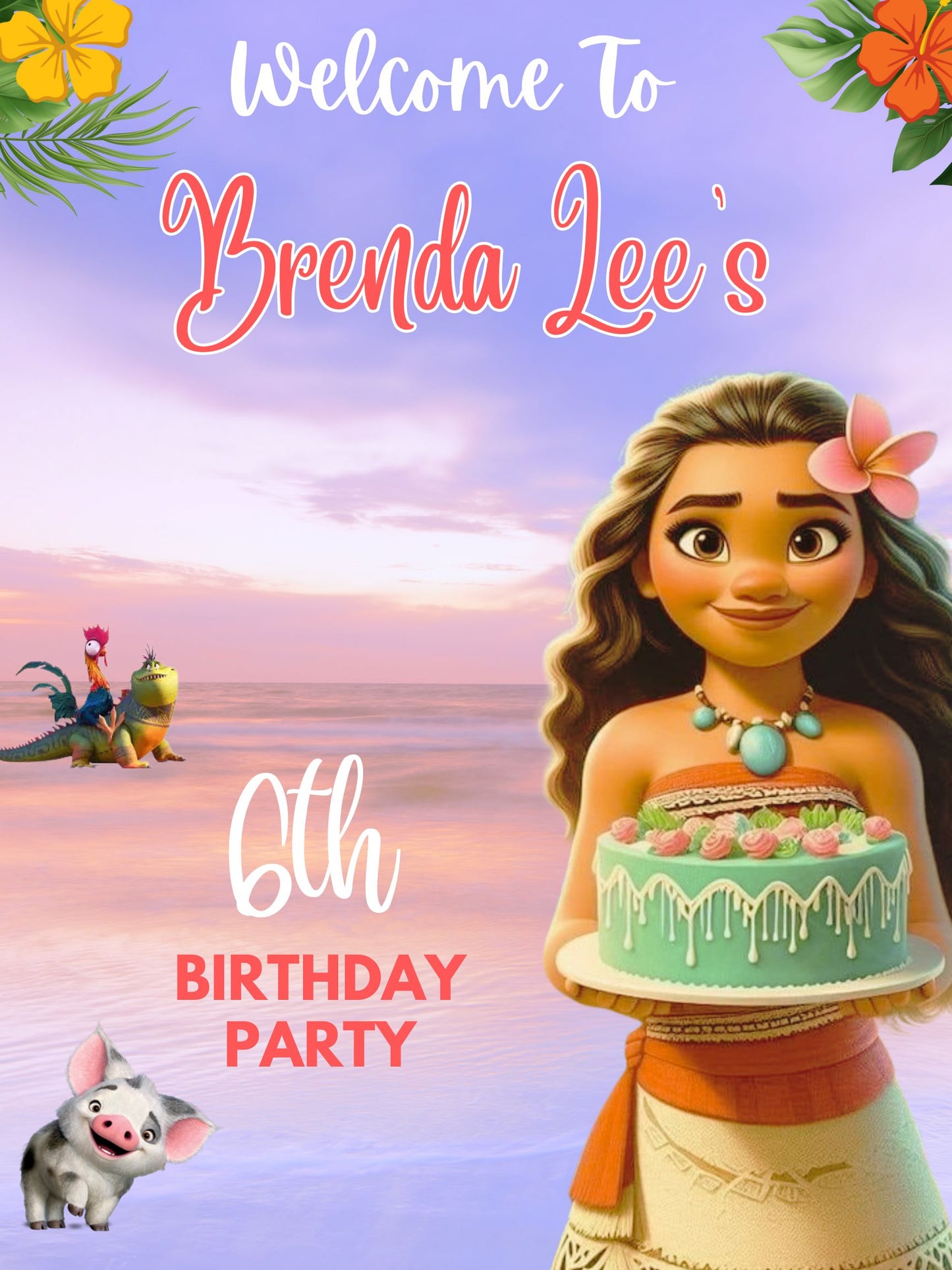 happy birthday moana welcome sign