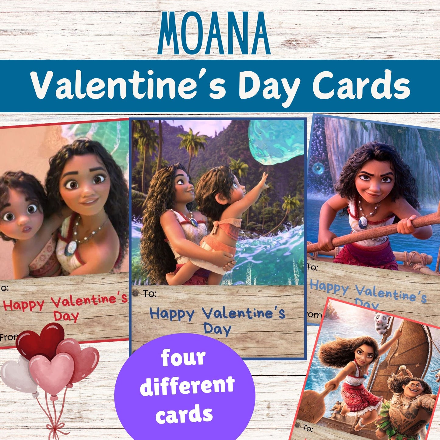 Moana Valentine's Day Cards - Moana 2 Valentine's Day Cards Printable