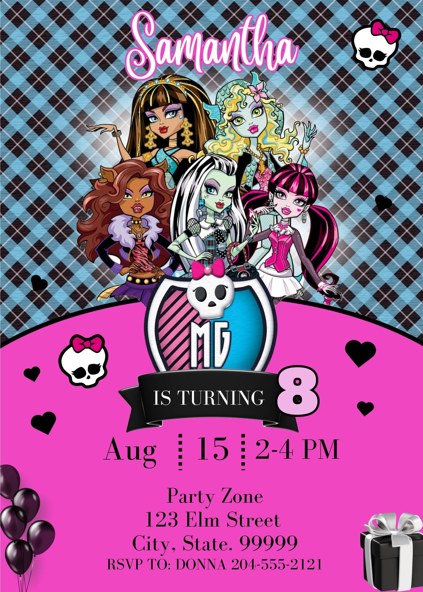 cute monster high party invitations