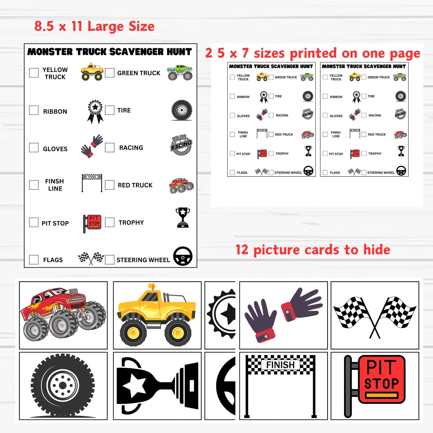 monster truck scavenger hunt printable online