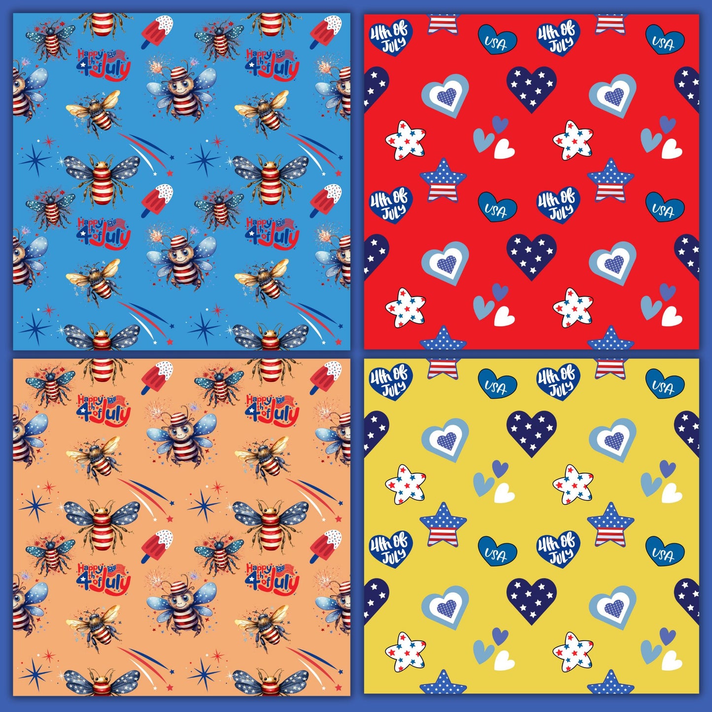 Fondo digital sin costuras con patrón patriótico del 4 de julio